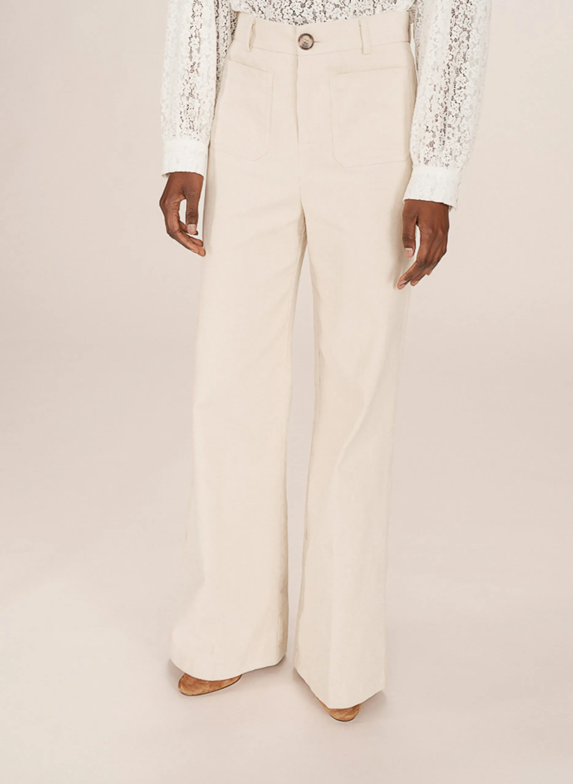Pantalon droit en coton Blanc SAMBA