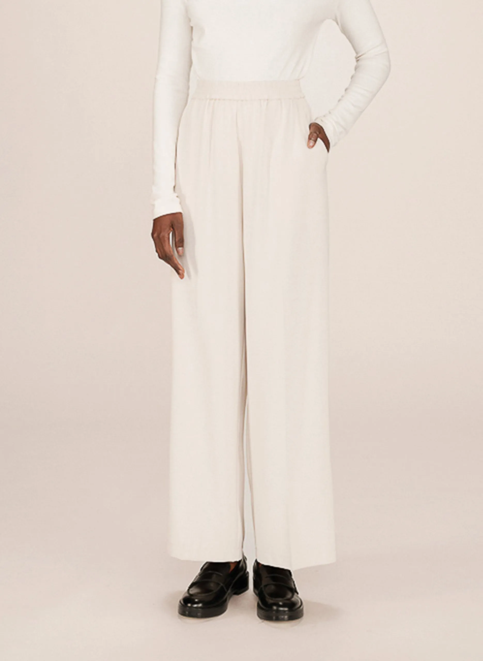 Pantalon droit en coton Blanc NOBLESSE
