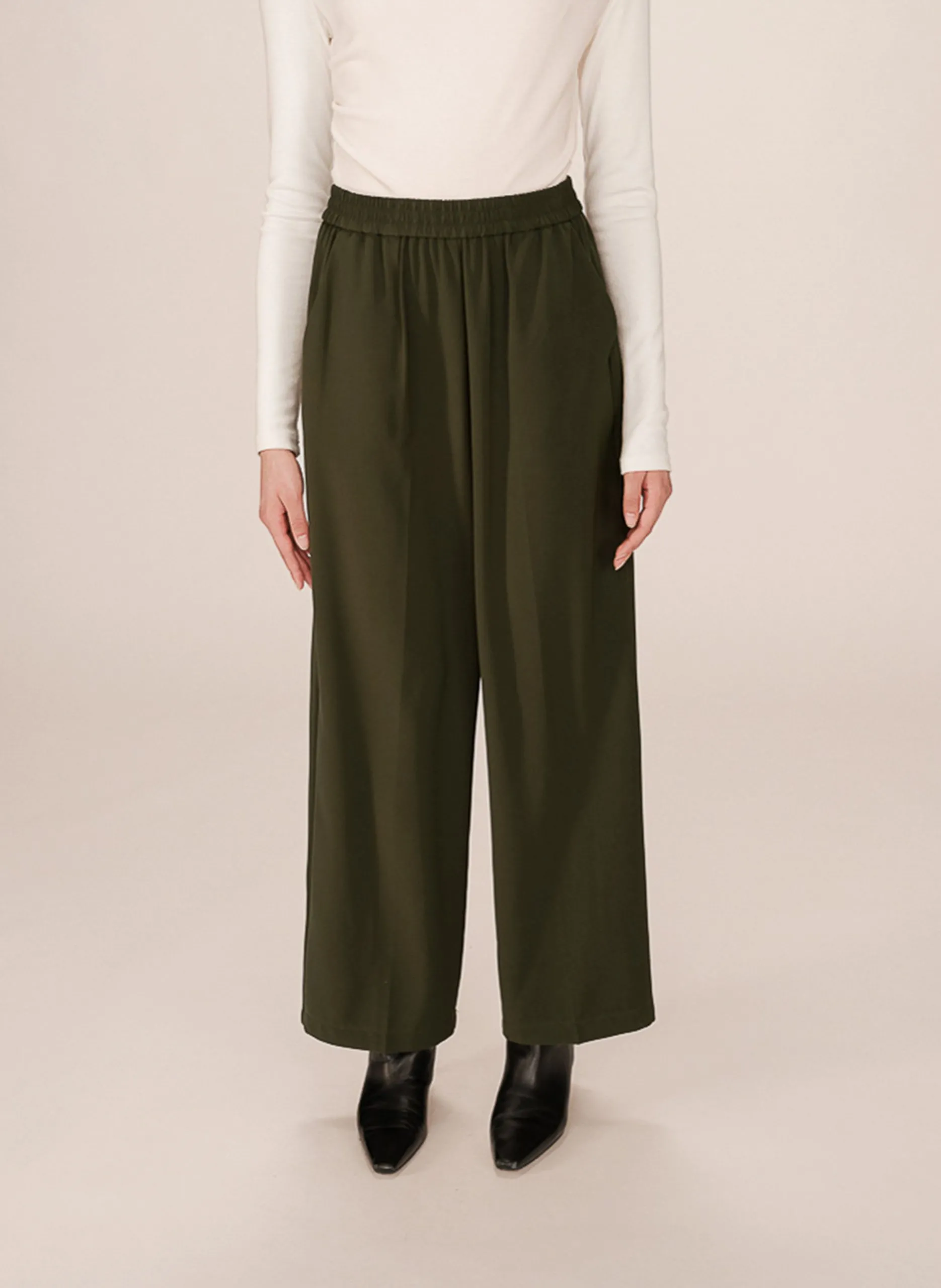 Pantalon droit en coton Vert NOBLESSE