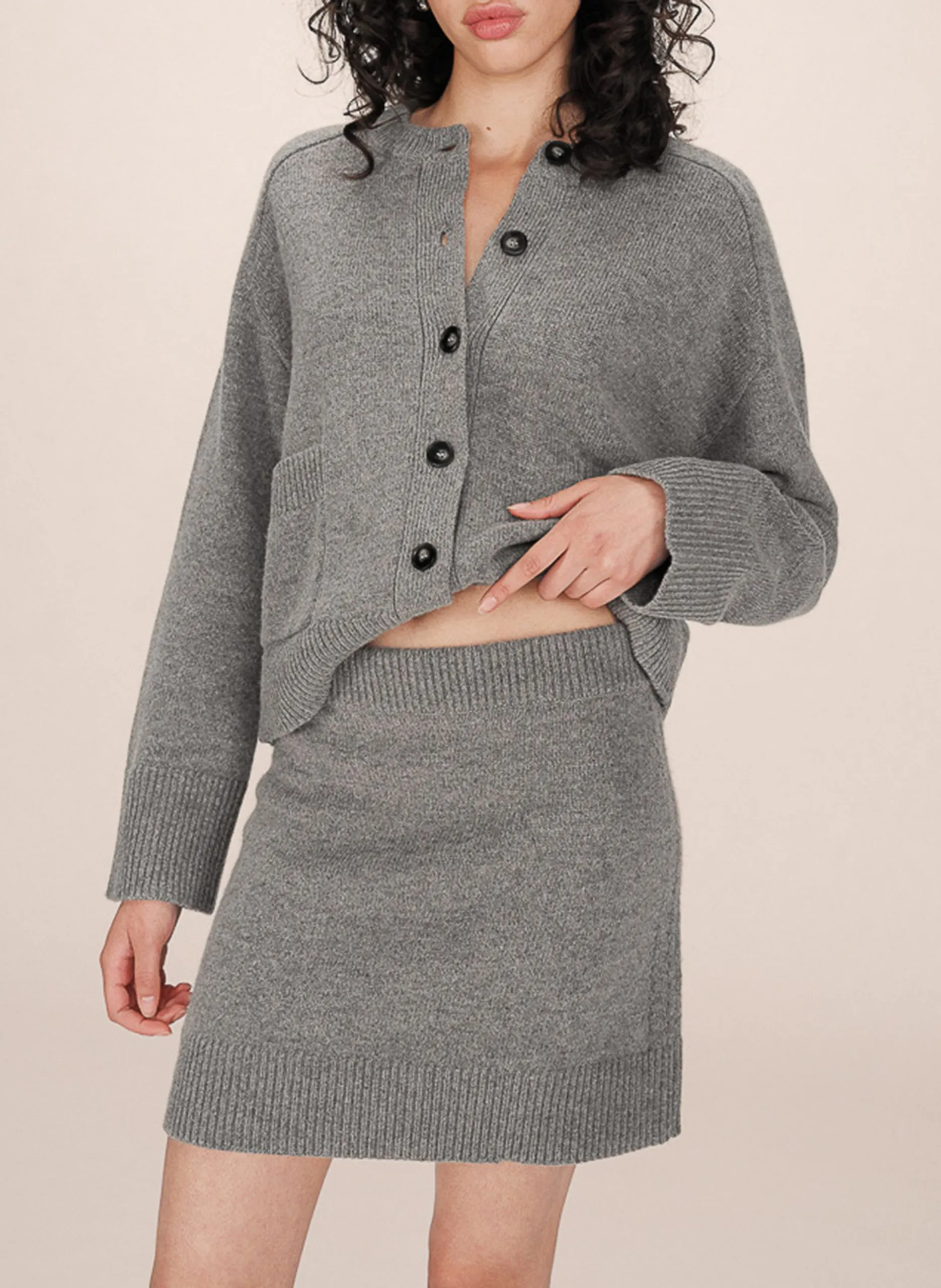 Jupe courte en laine mélangée Gris SHAE