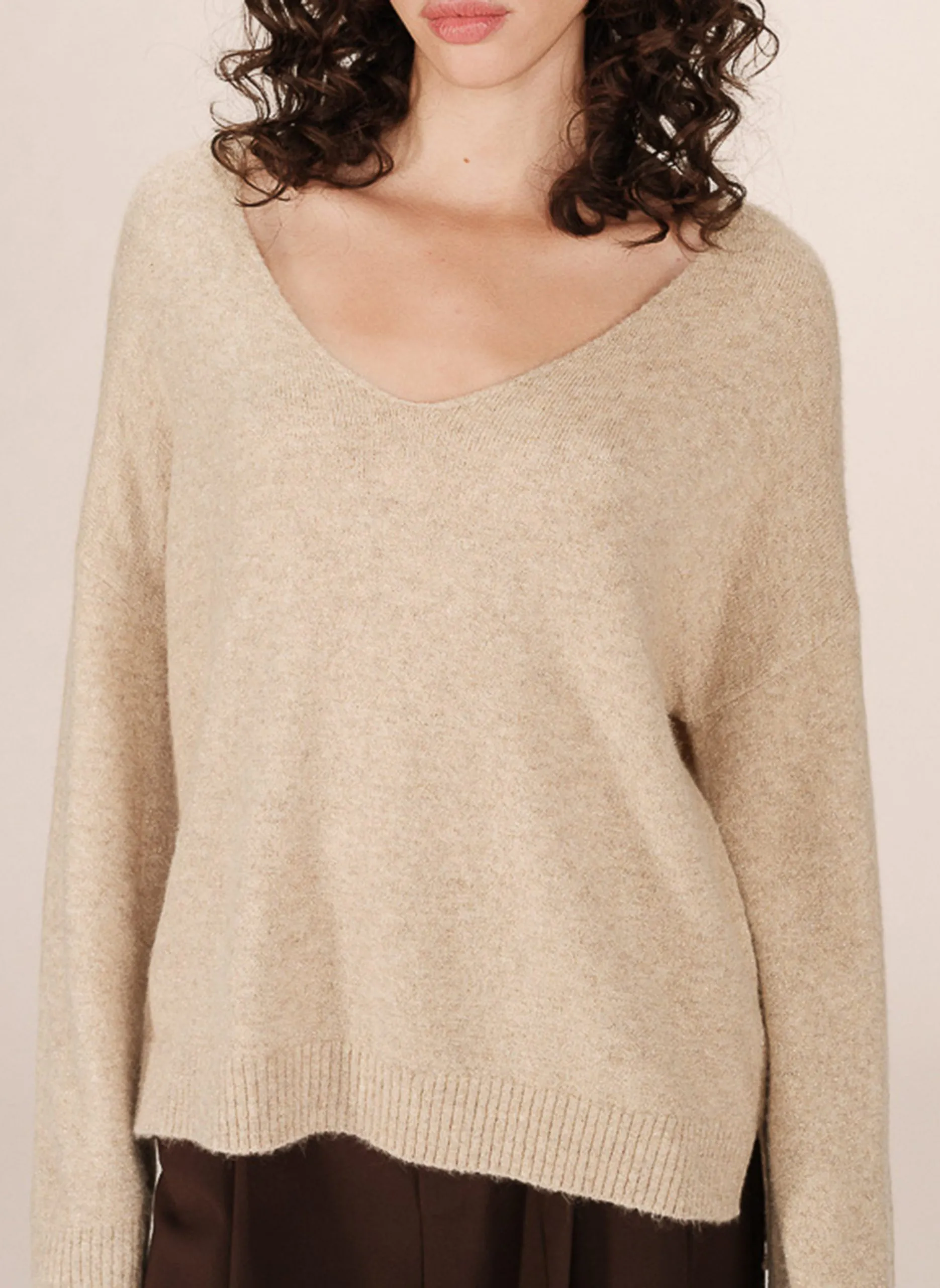 Pull col v Beige SALVADOR