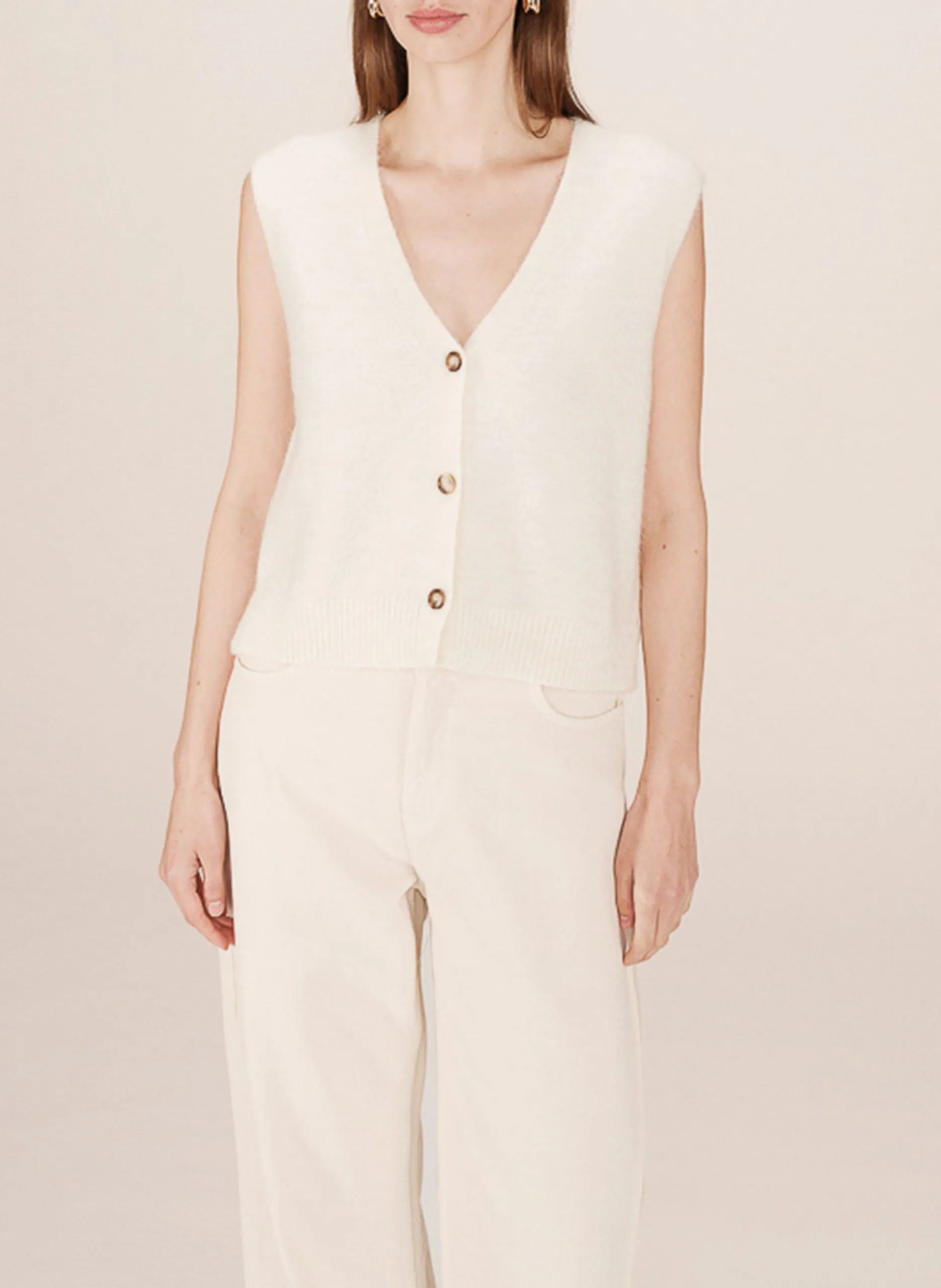 Gilet col V Blanc SANTA