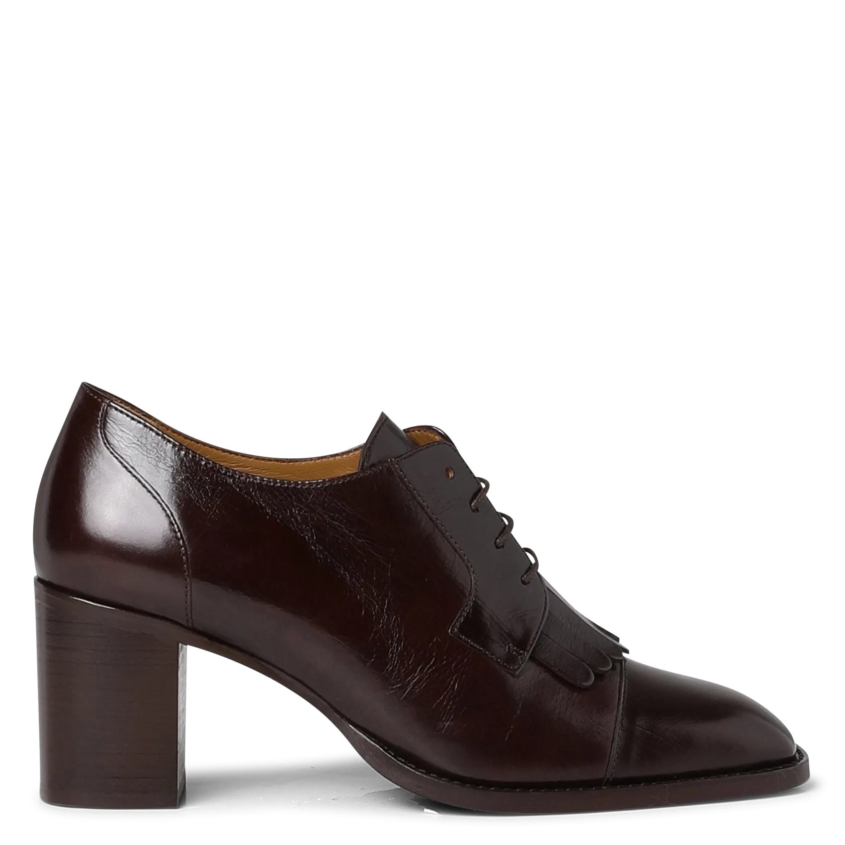 Mocassins vernis à talons en cuir Marron VIVA