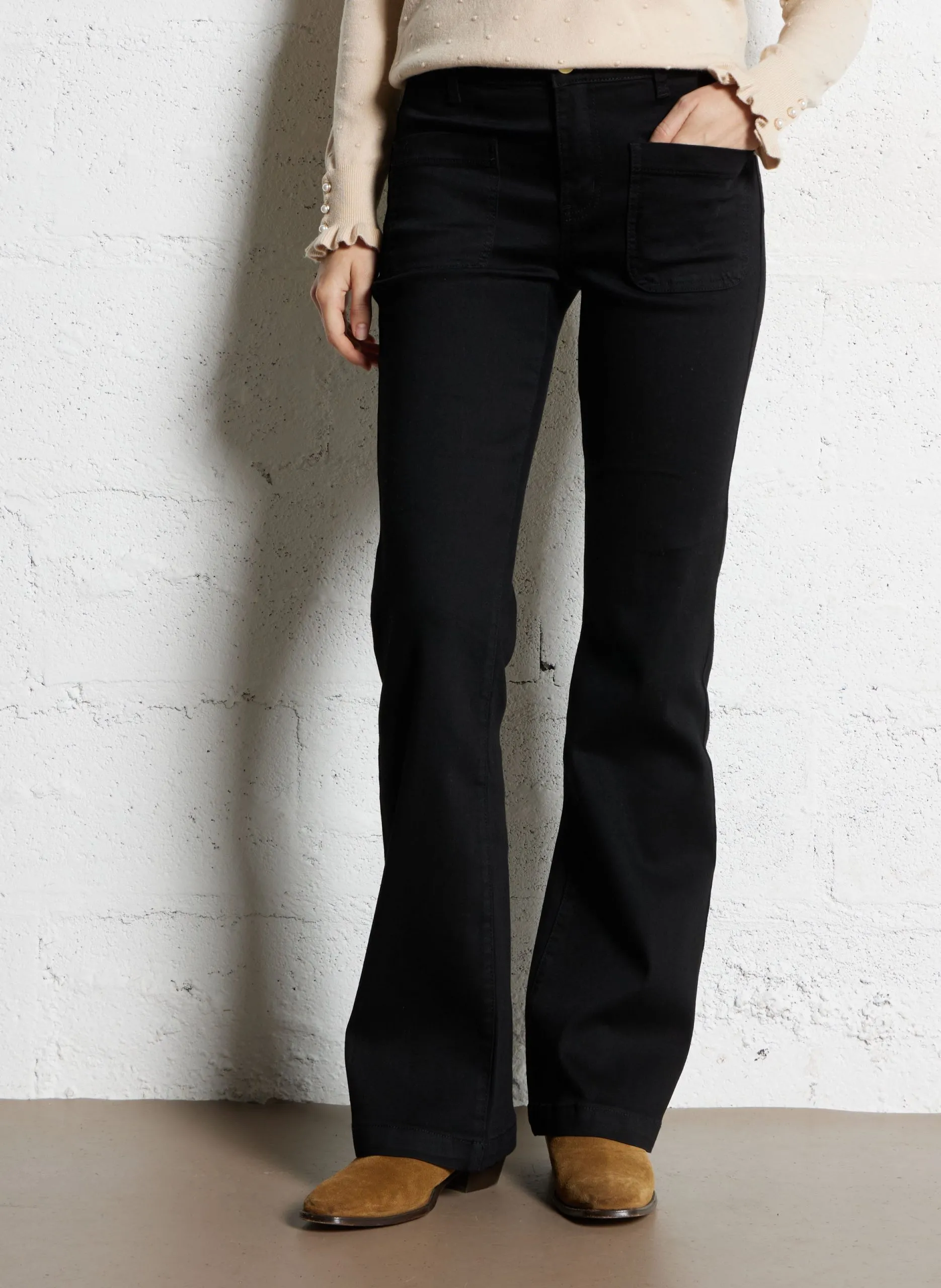 Jean droit en coton mélangé Noir SONNY