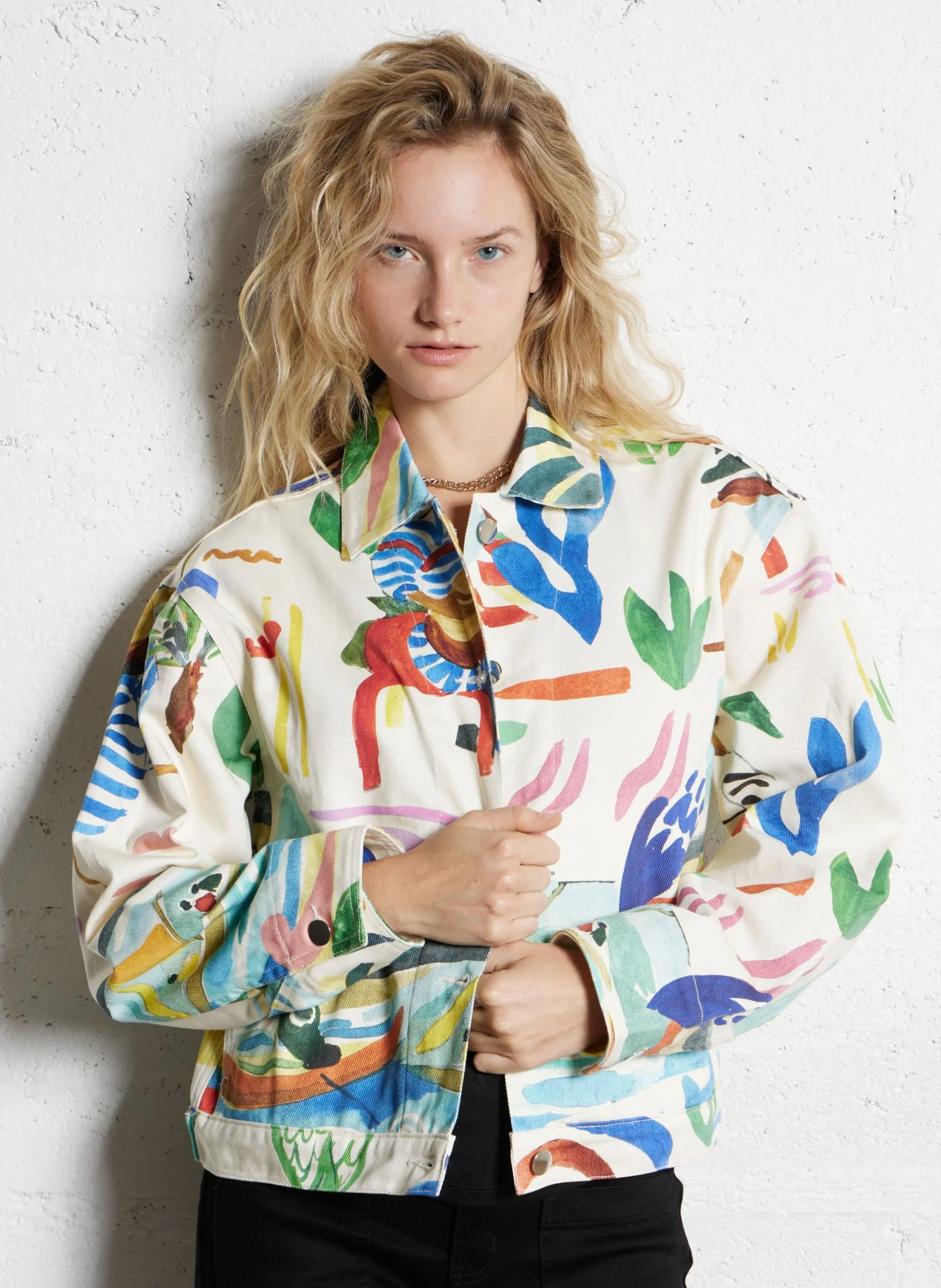 Veste en jean imprimée en coton Multicolore BATEAUX