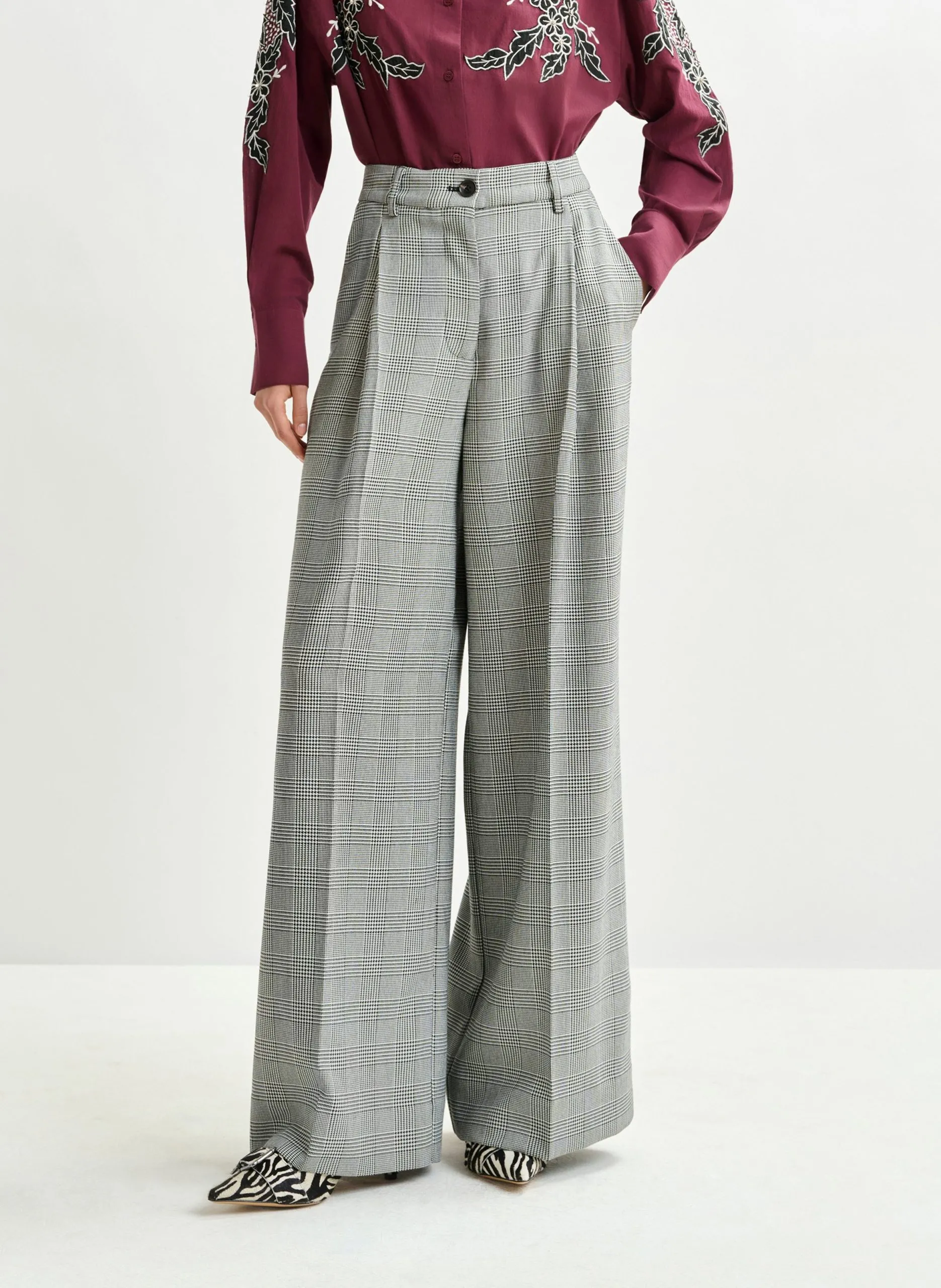 Pantalon large rayé Gris INVEST