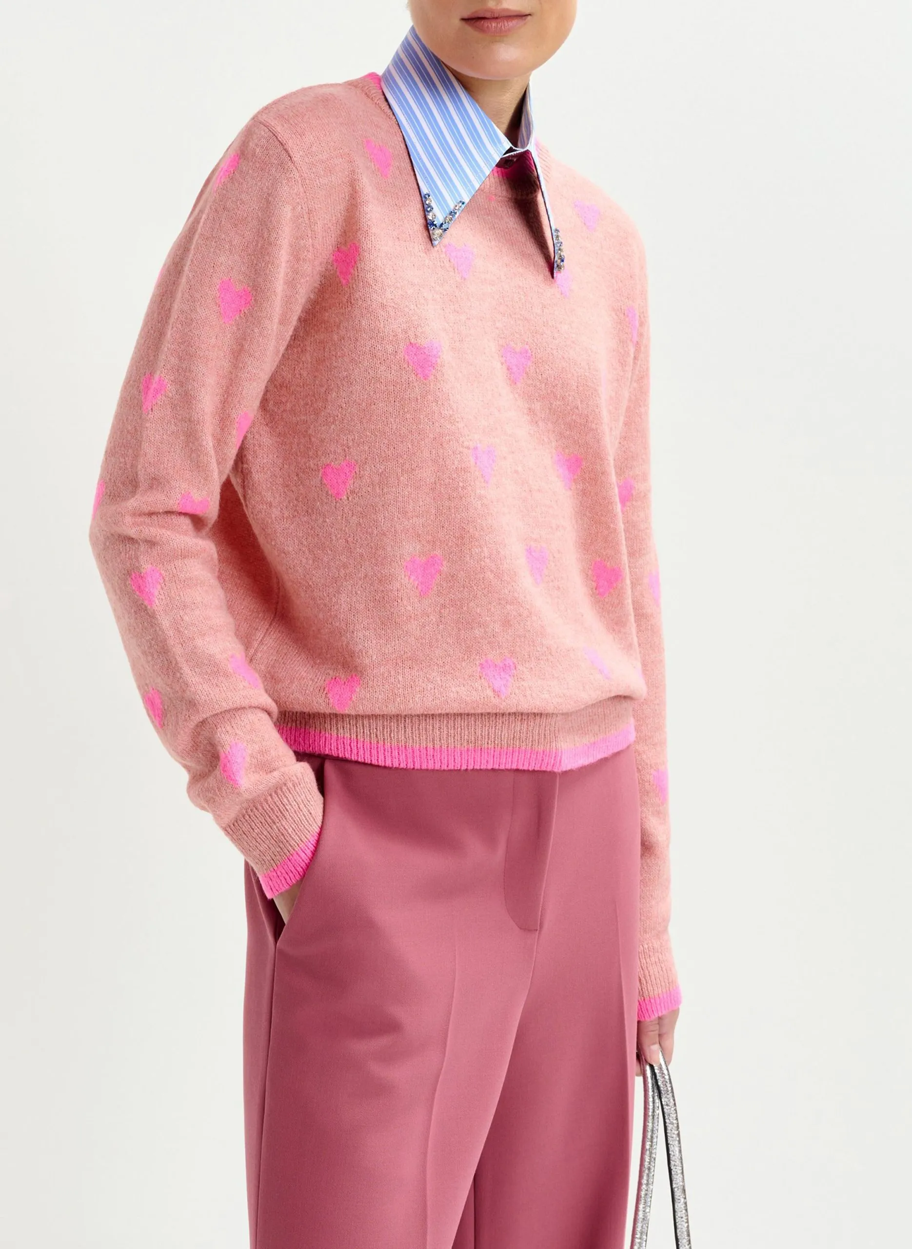 Pull droit en maille Rose ISA