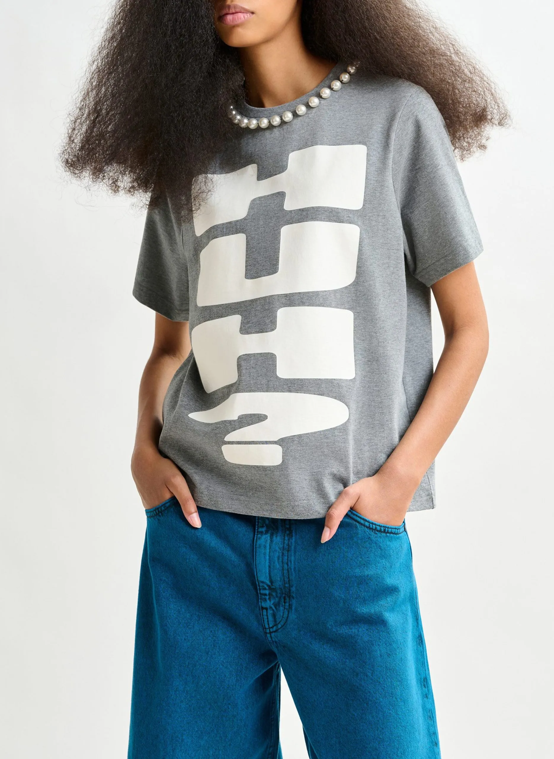 Tee-shirt col rond en coton Gris ISOS