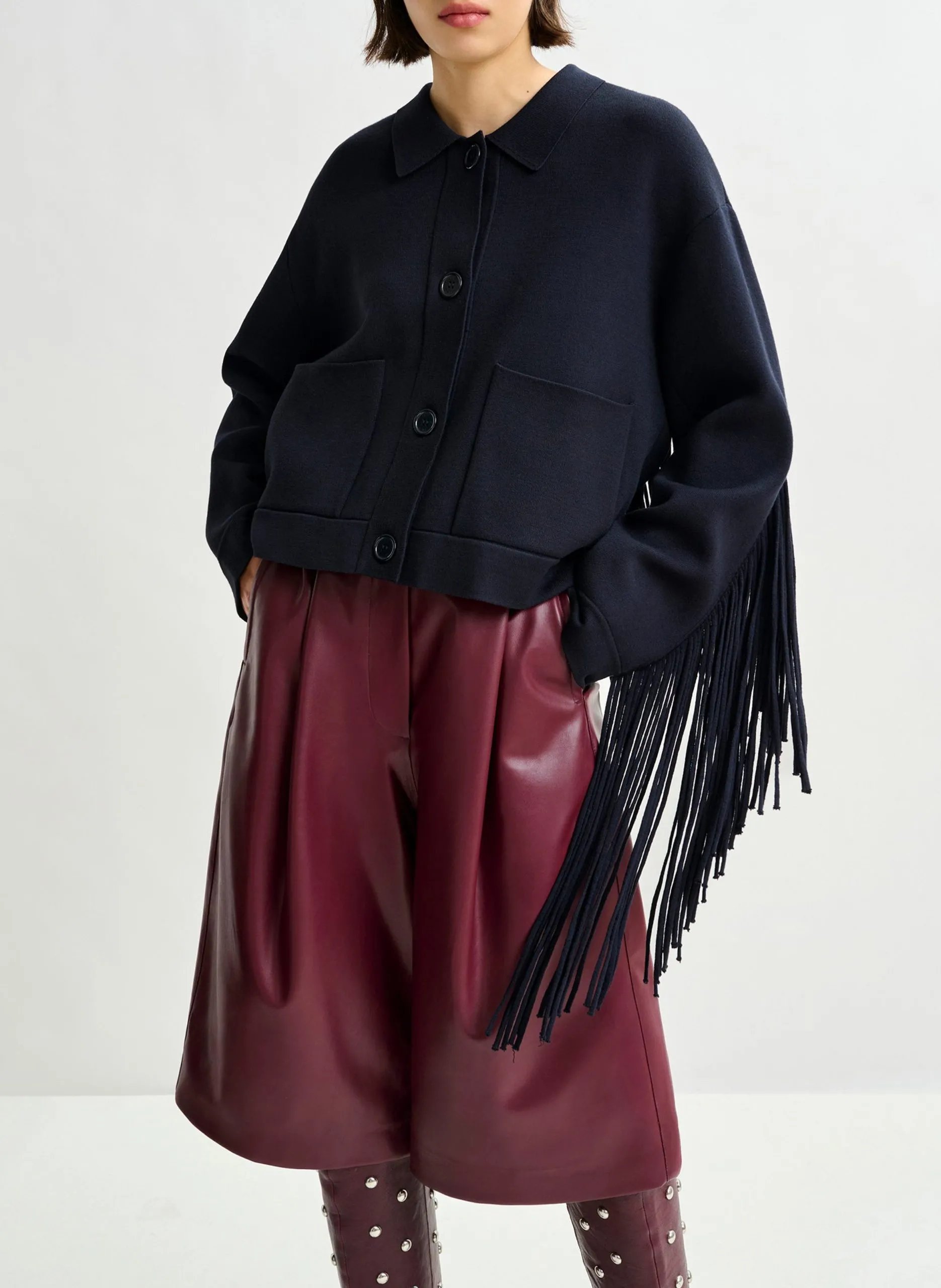 Veste col classique à franges Bleu ISTERN