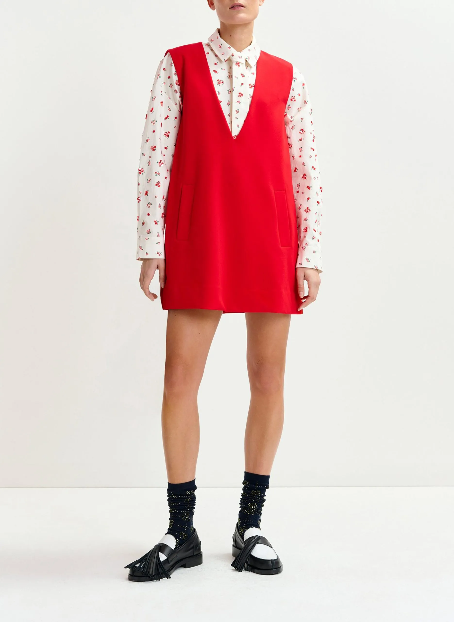 Robe courte en fibres recyclées mélangées Rouge ITRAVEL