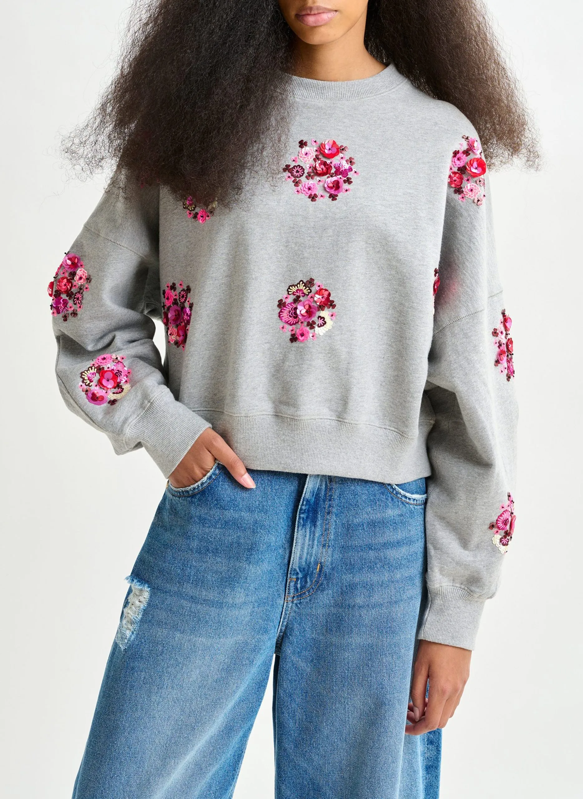 Sweat col rond en coton Gris ITRO