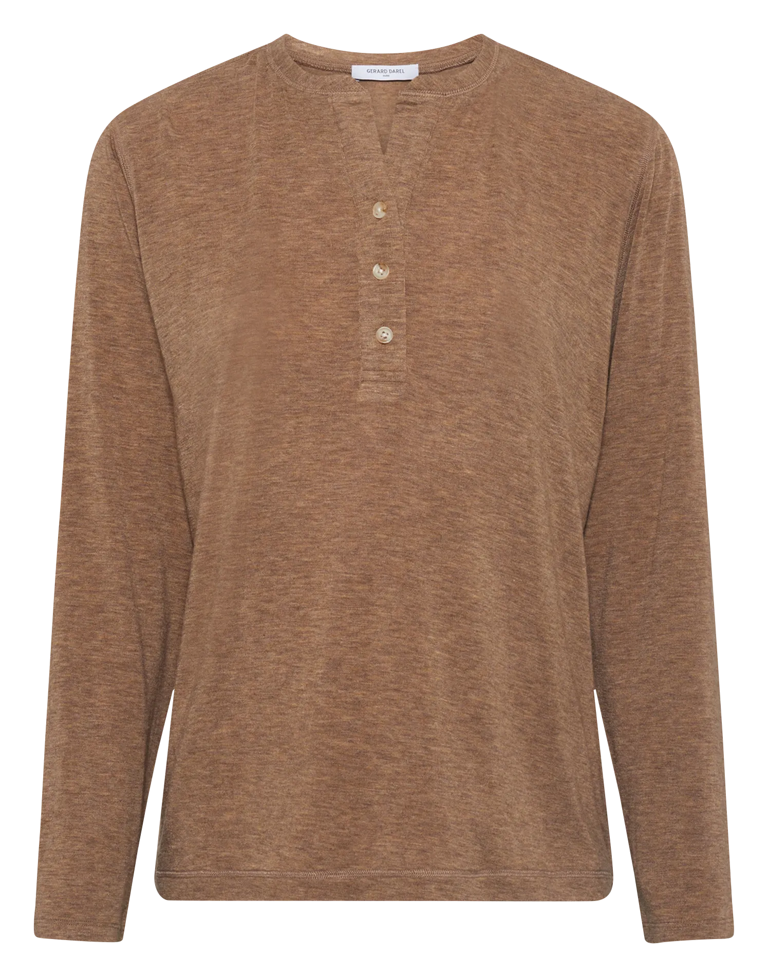 Tee-shirt droit en maille fine Marron HUGUE