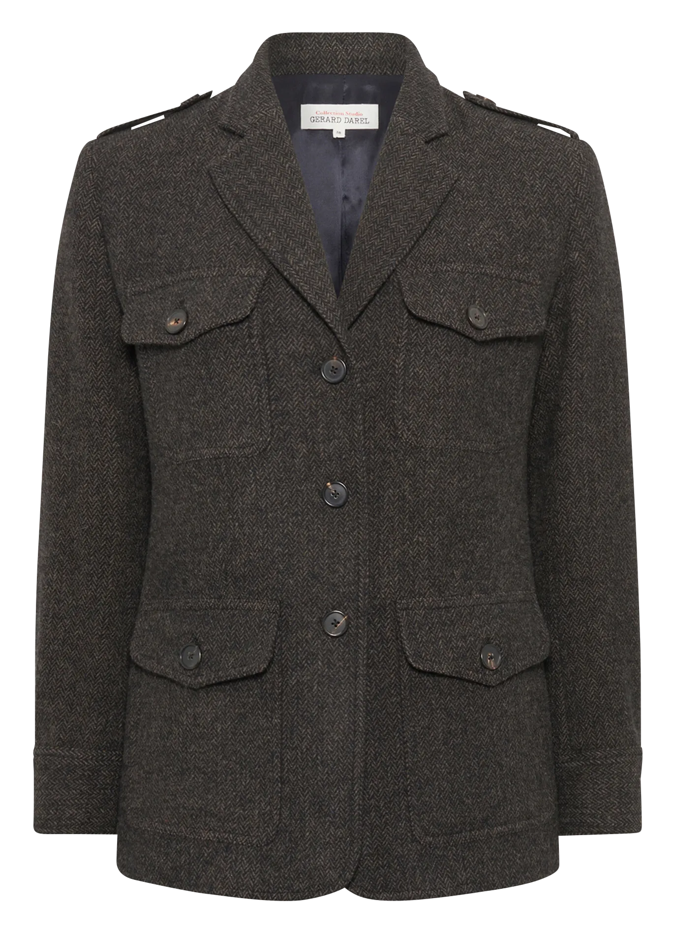 Veste col tailleur en laine mélangée Gris NADIRA