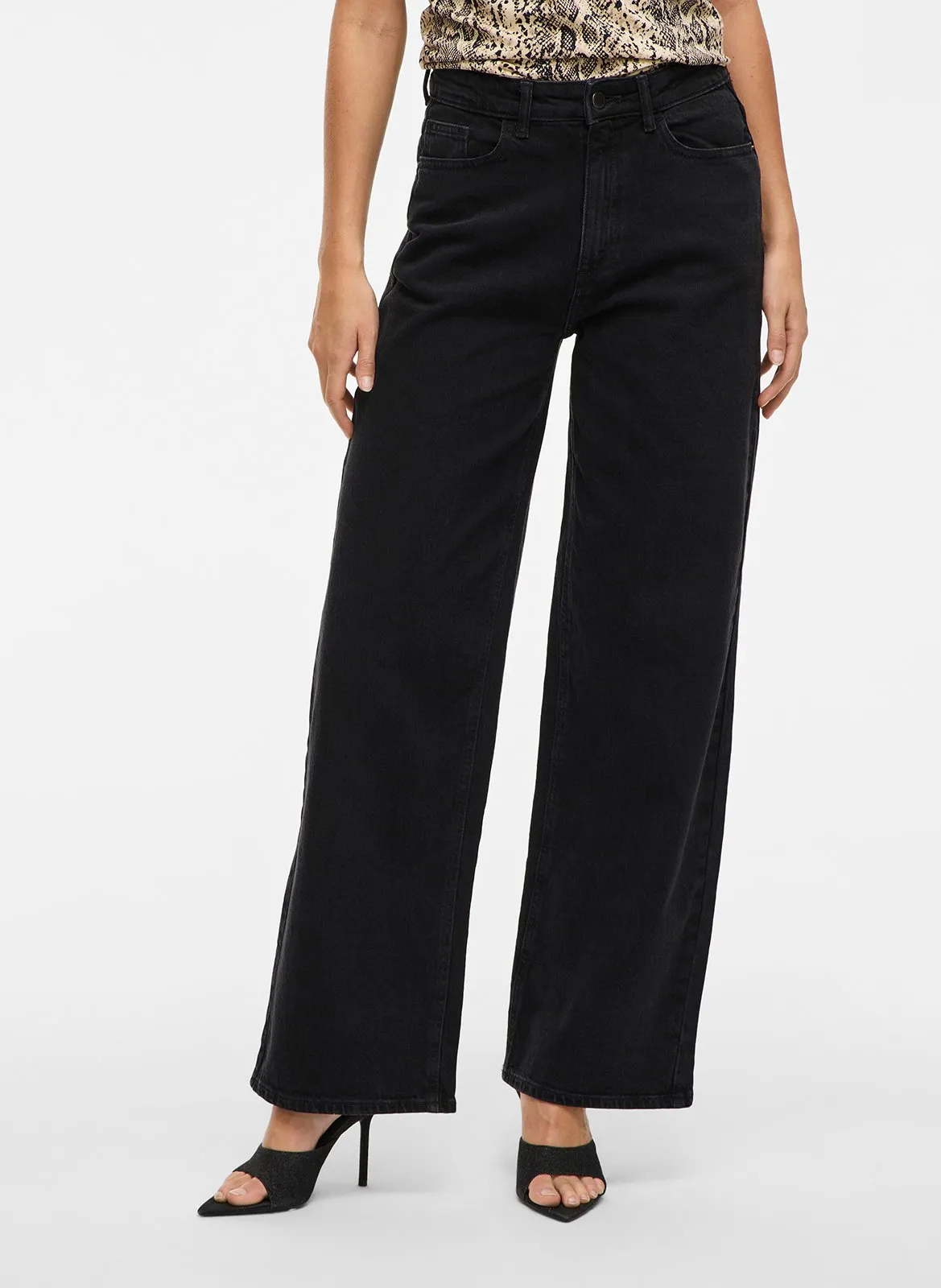 Jean large en coton mélangé Noir FREYA JAF