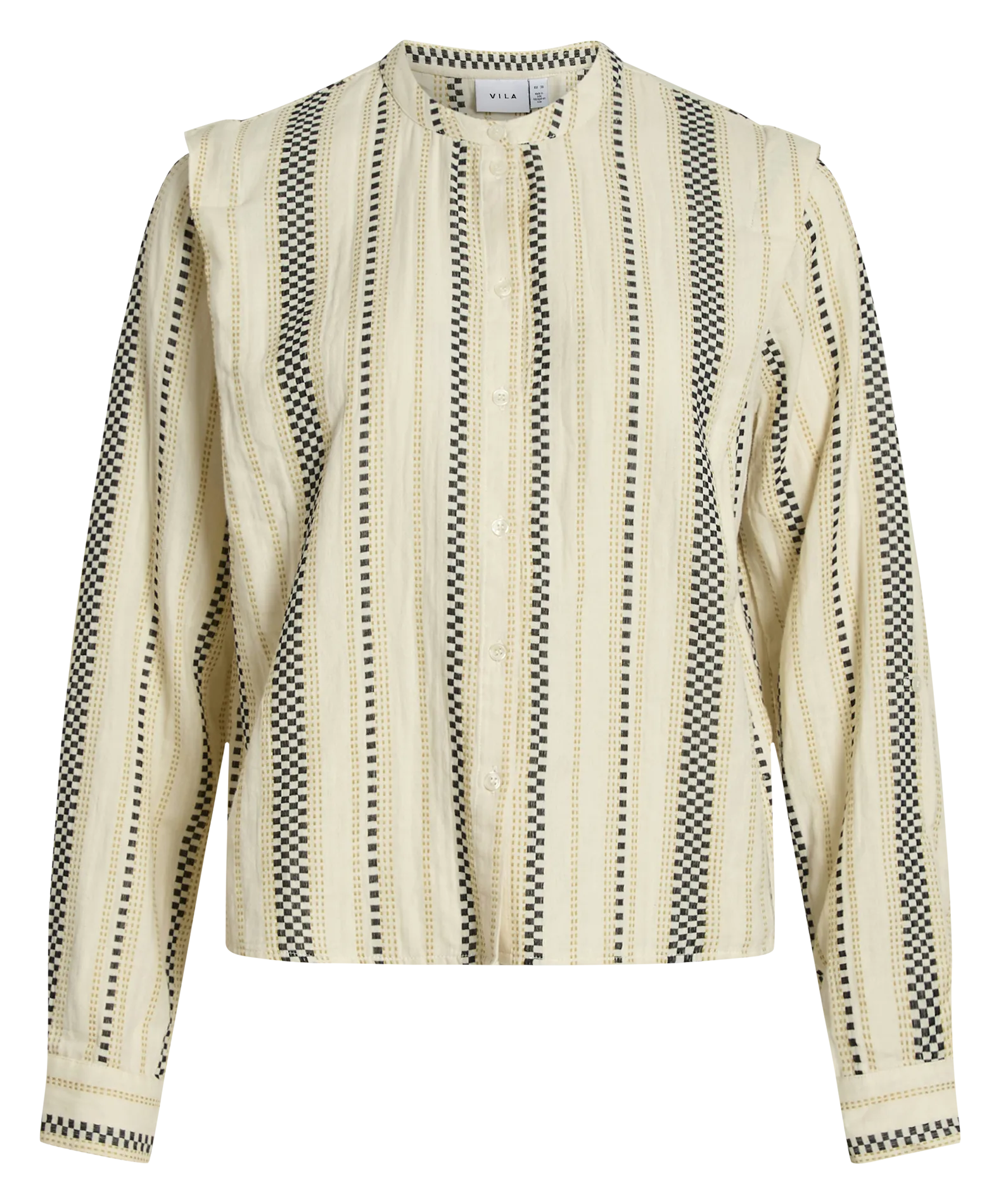 Chemise col rond en coton Beige MADDIE