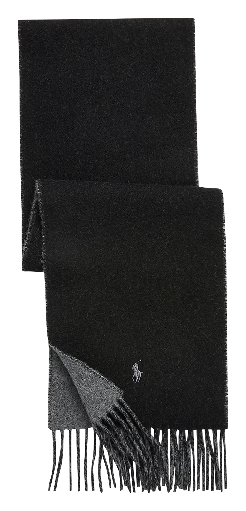 Echarpe unie à franges en laine mélangée Noir