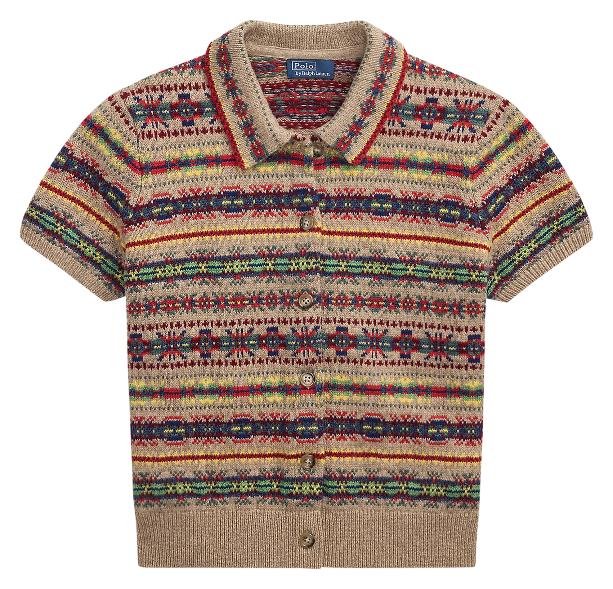 Gilet col classique en laine mélangée Beige