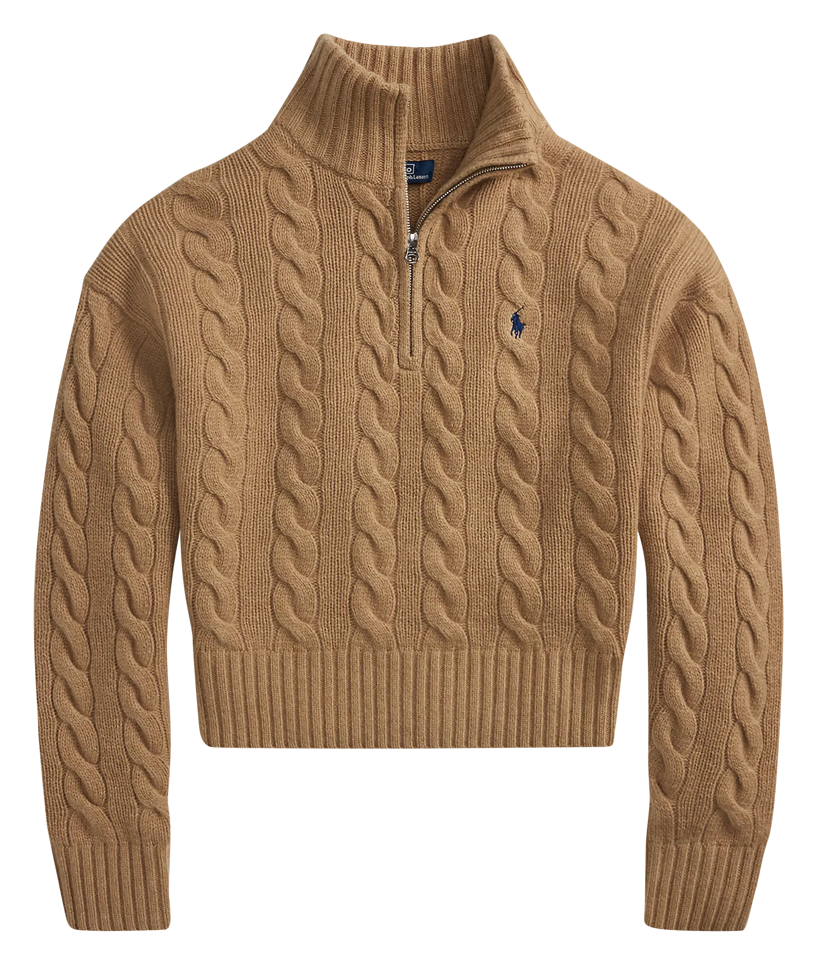 Pull col montant en laine et en cachemire Beige