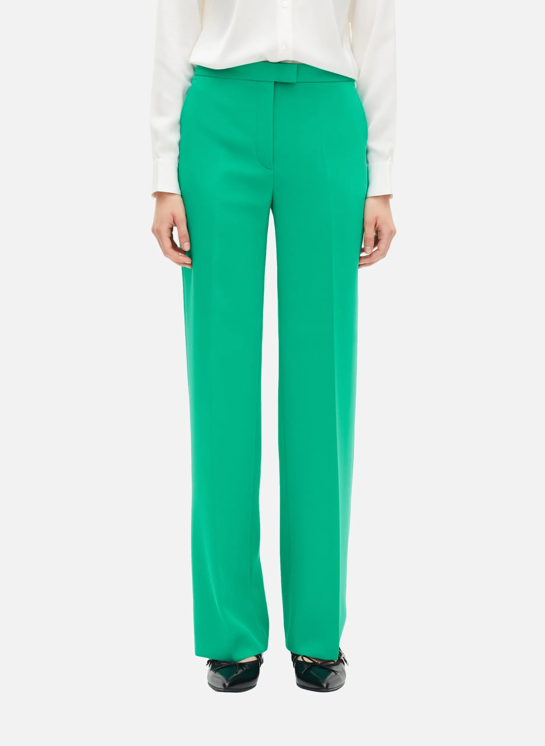 Pantalon taille haute coupe droite Vert