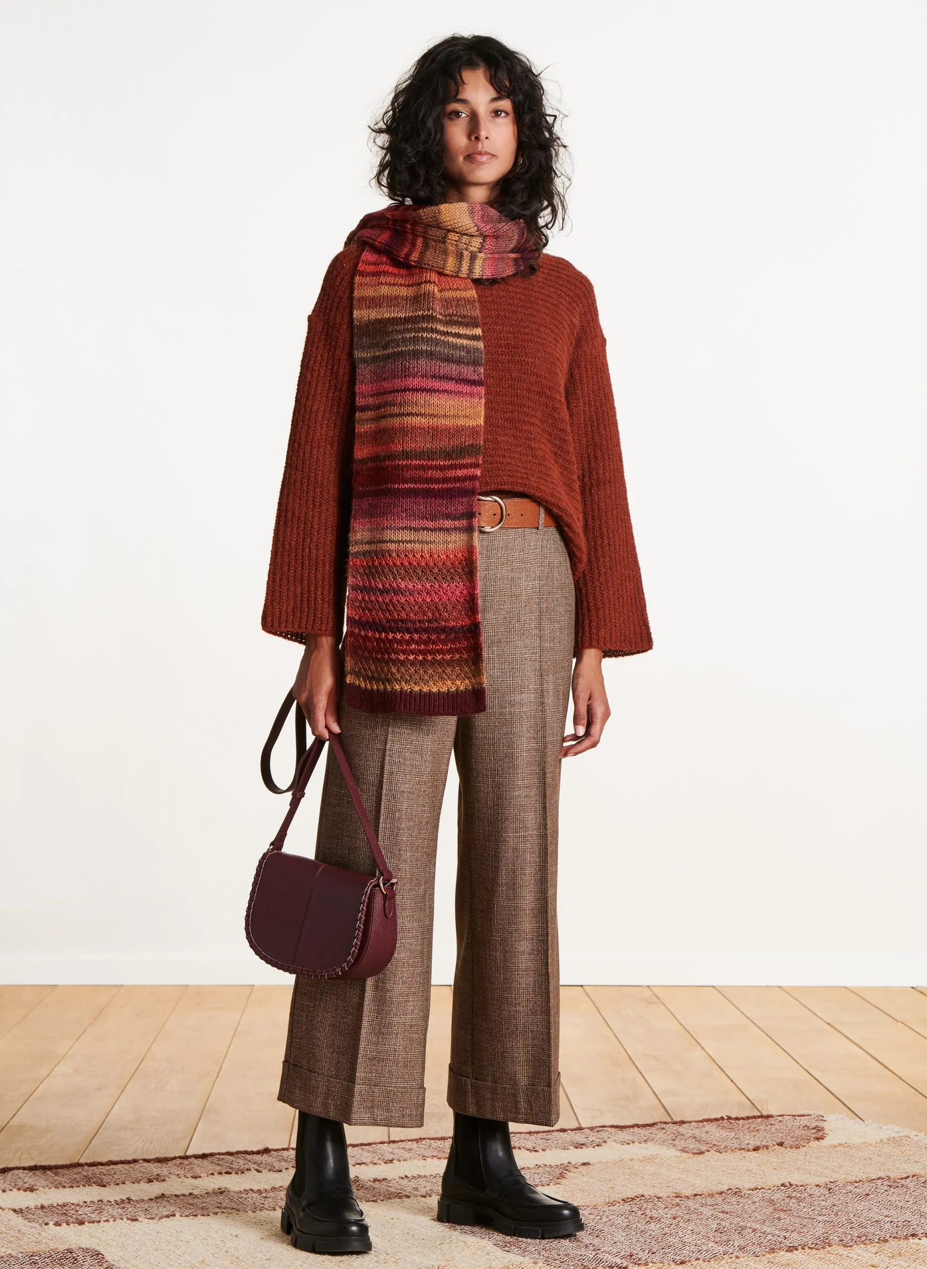 Echarpe en maille tricotée Rouge