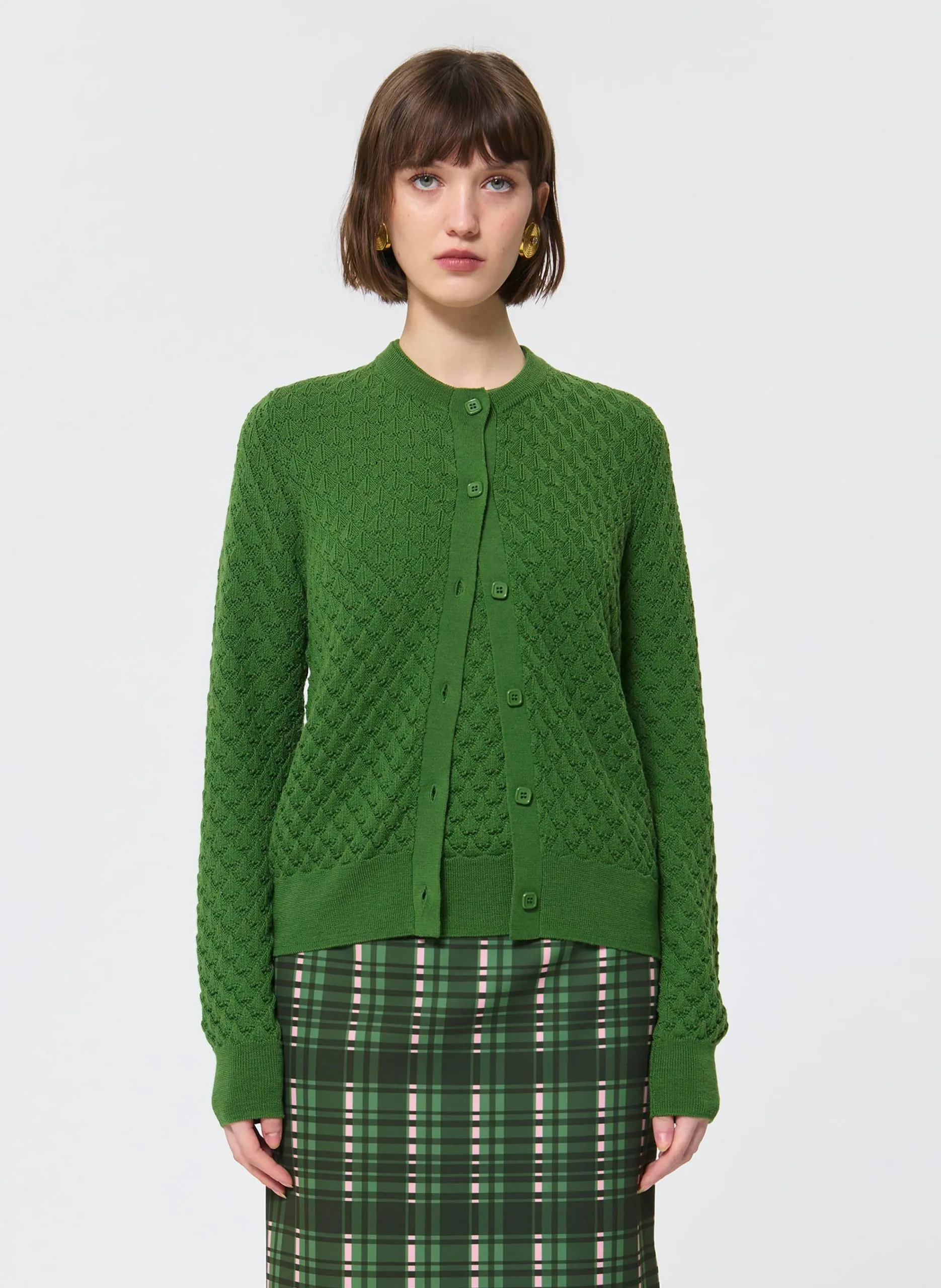 Gilet col rond en laine Vert GERTY