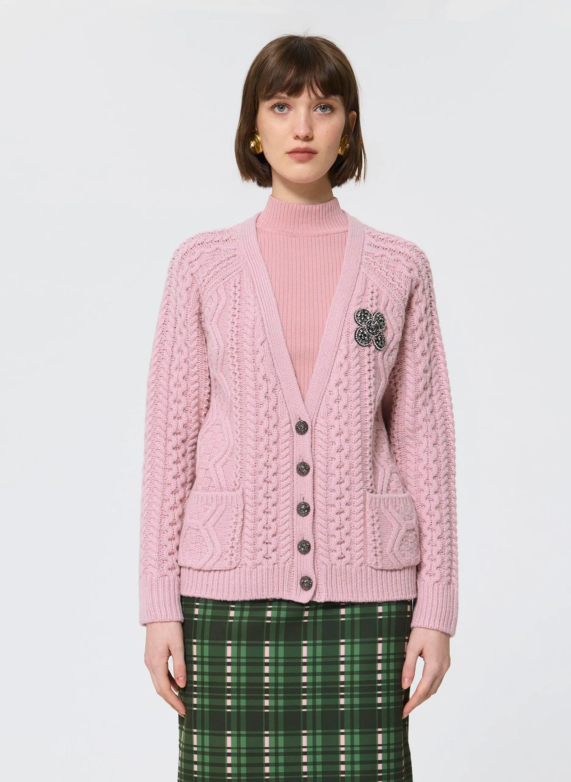 Cardigan col v en laine Beige GREG