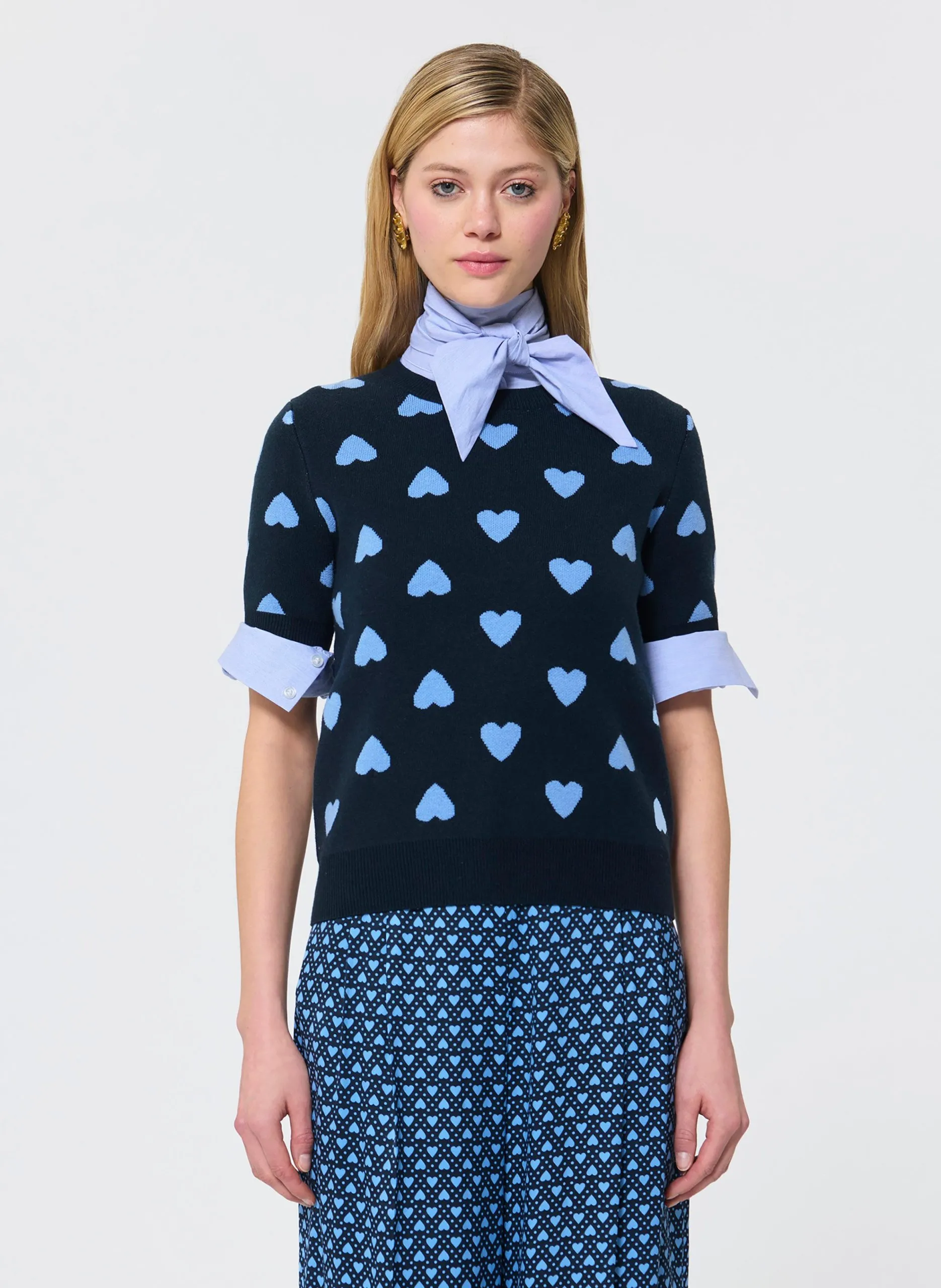 Pull à motif col rond Bleu POLLA