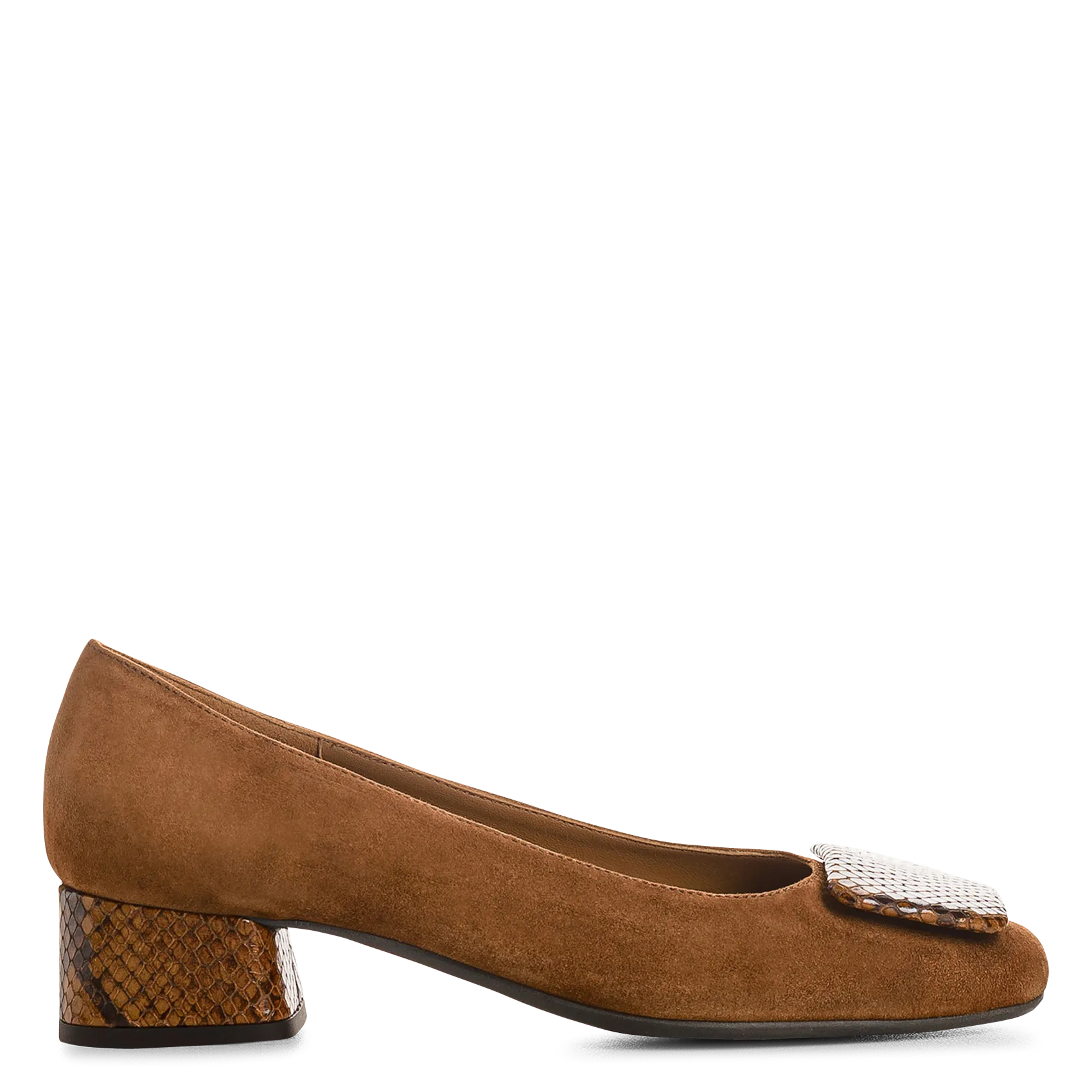 Ballerines à talons détails python en cuir Marron KEFIR