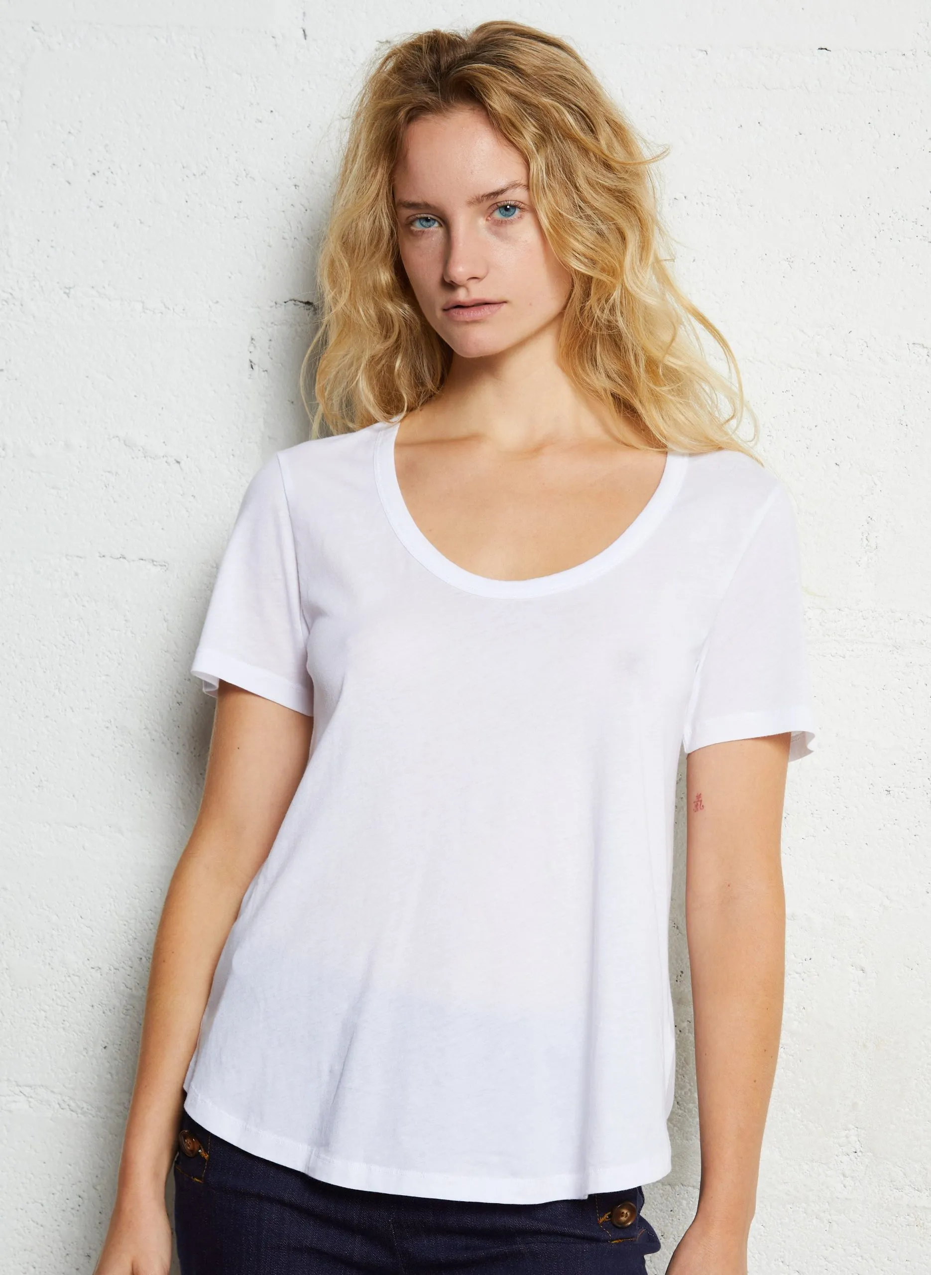 Tee-shirt droit en lin Blanc