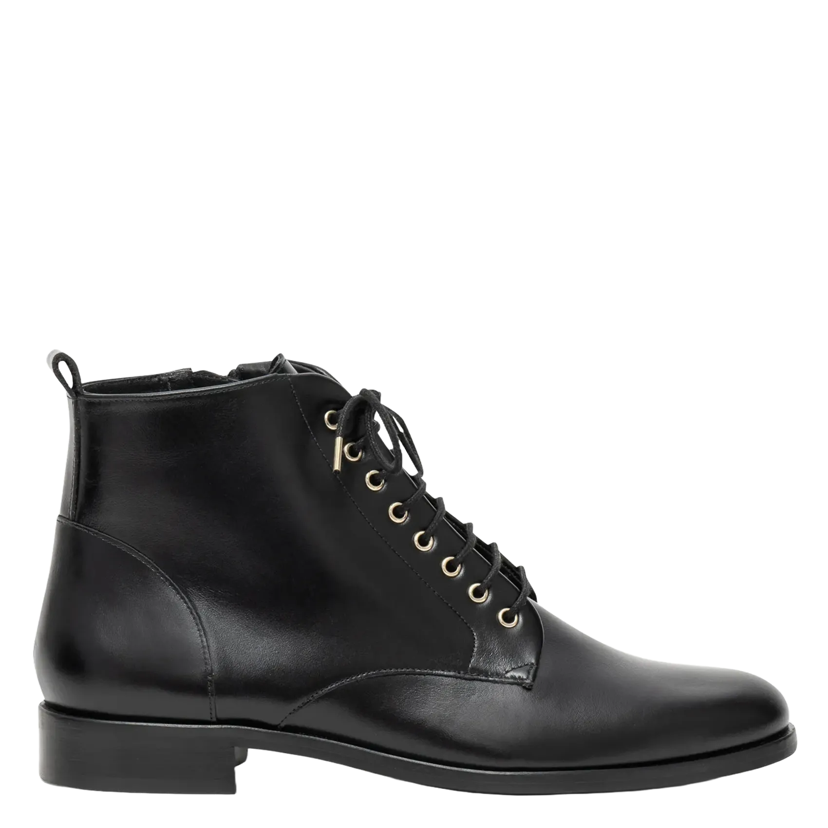 Boots à lacets en cuir lisse Noir KAMINARA