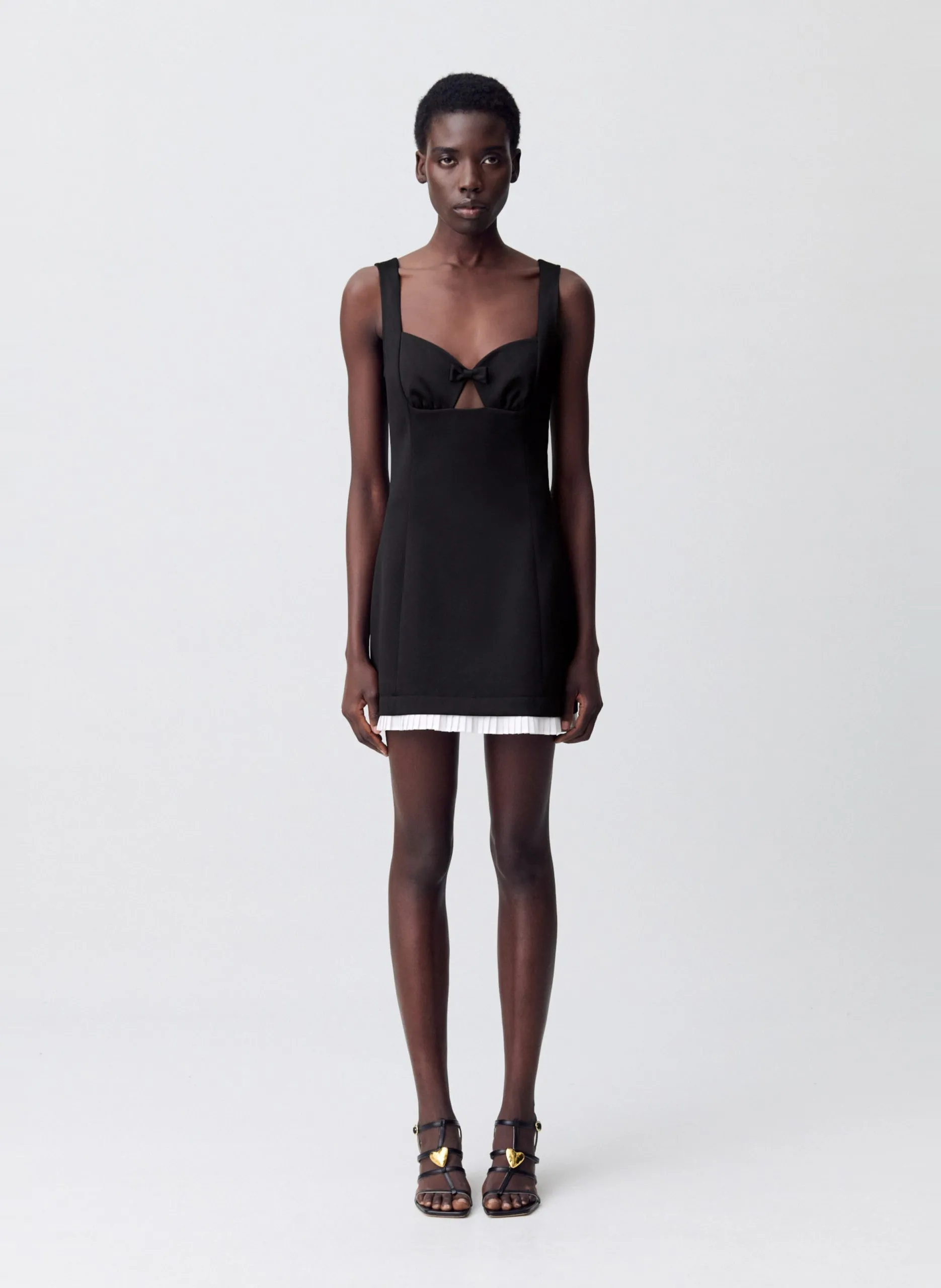 Robe courte unie à nœud Noir RICCI