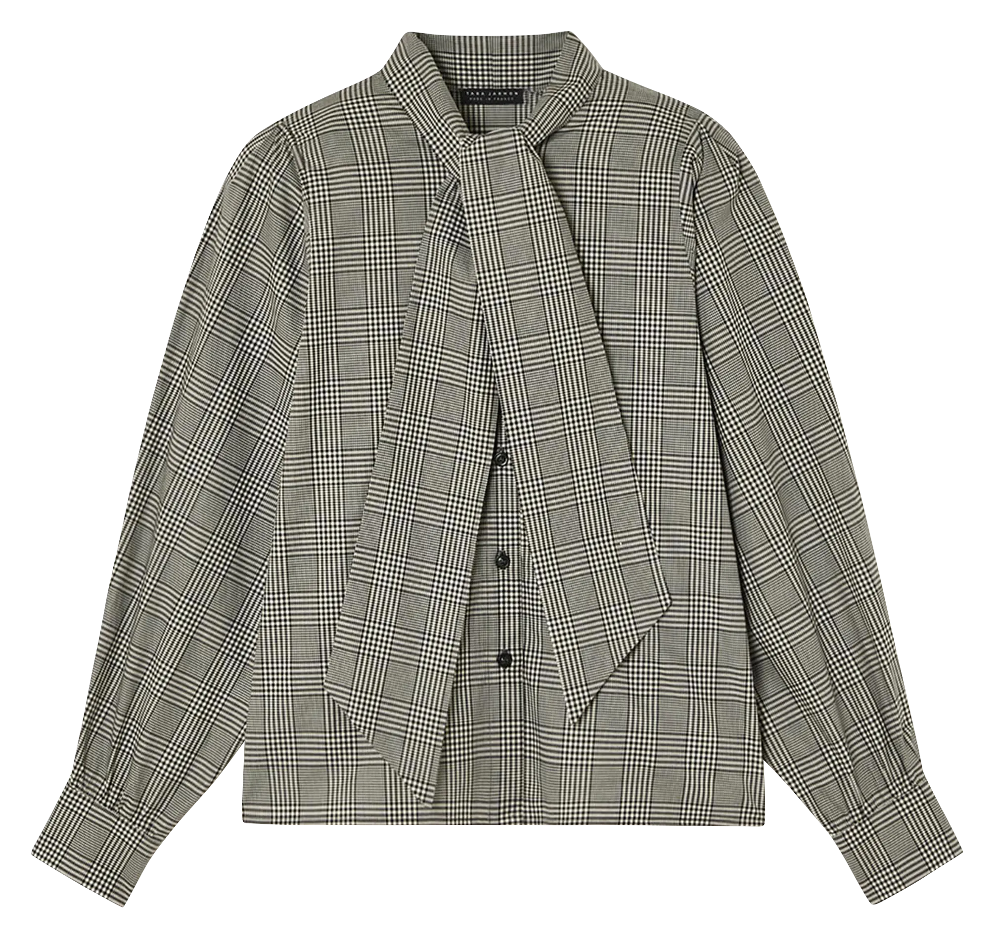 Chemise col lavallière à carreaux Noir CANDYA