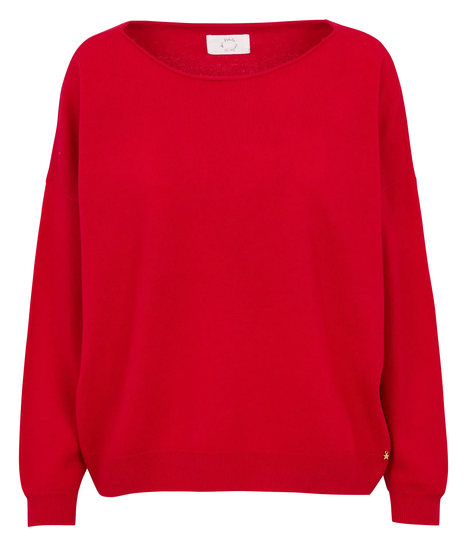 Pull col bateau roulotté uni en laine Rouge ARAGONE
