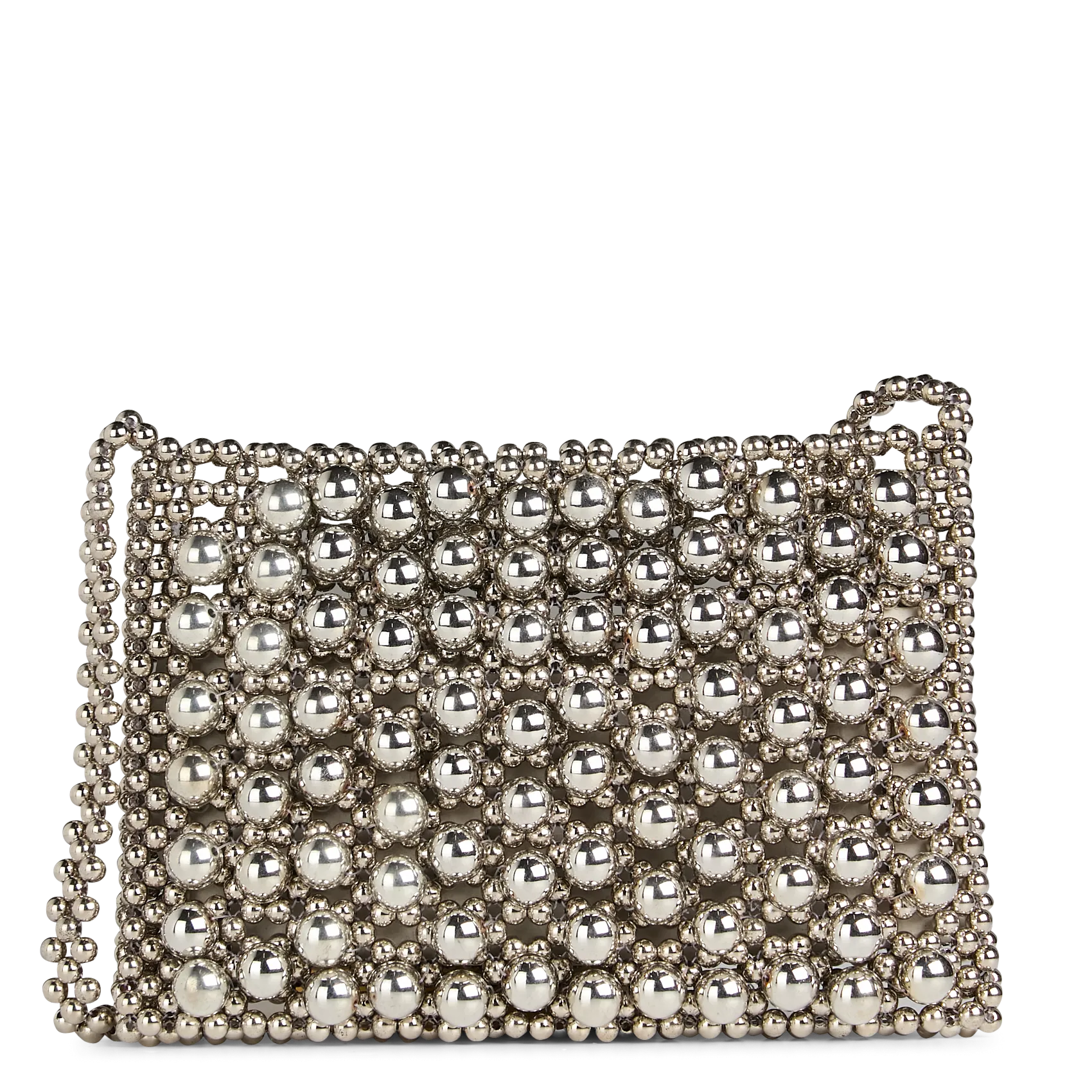 Sac bandoulière à perles Argent CAROLINE