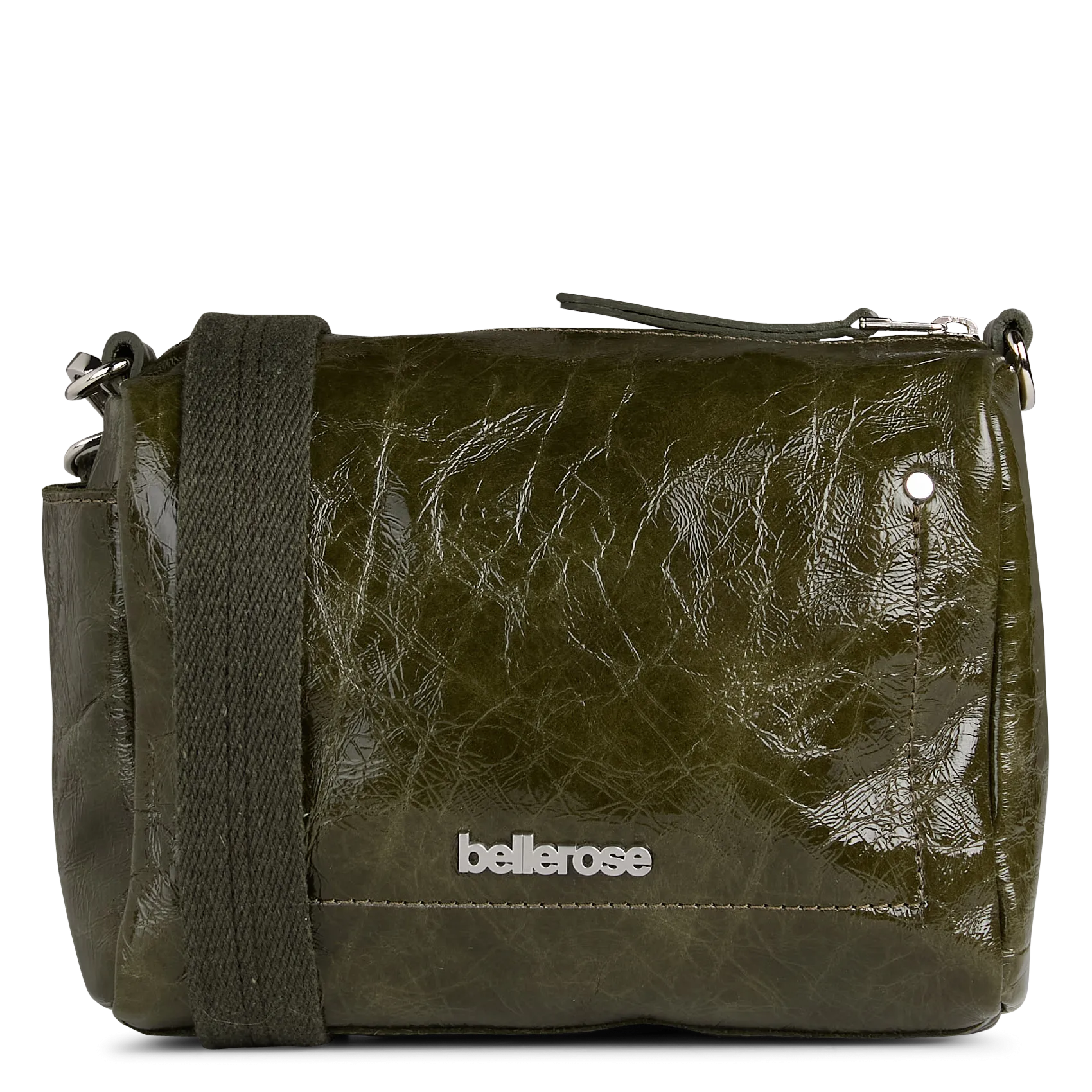 Sac bandoulière souple en cuir brillant Vert SOBOX