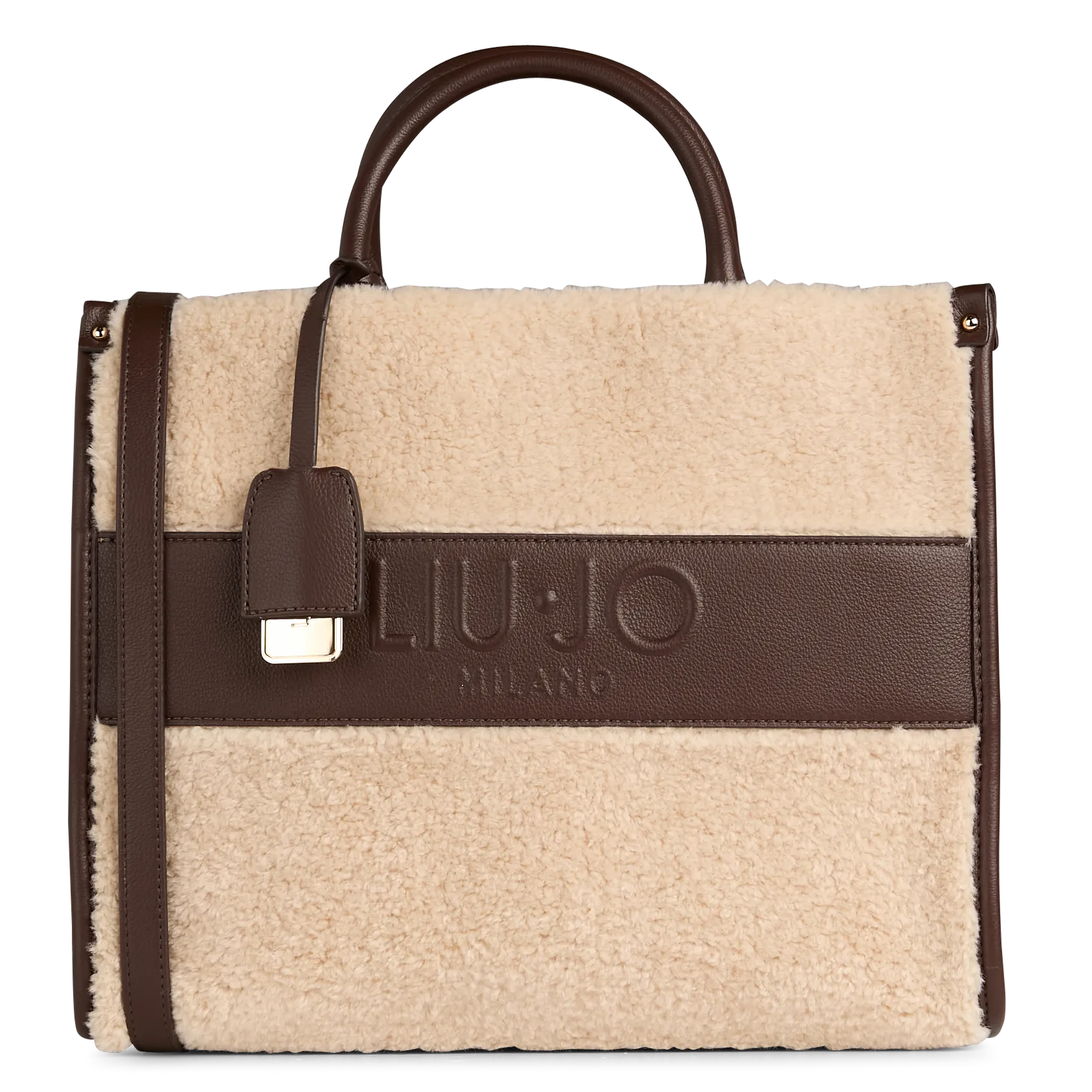 Sac shopping zippé teddy Beige