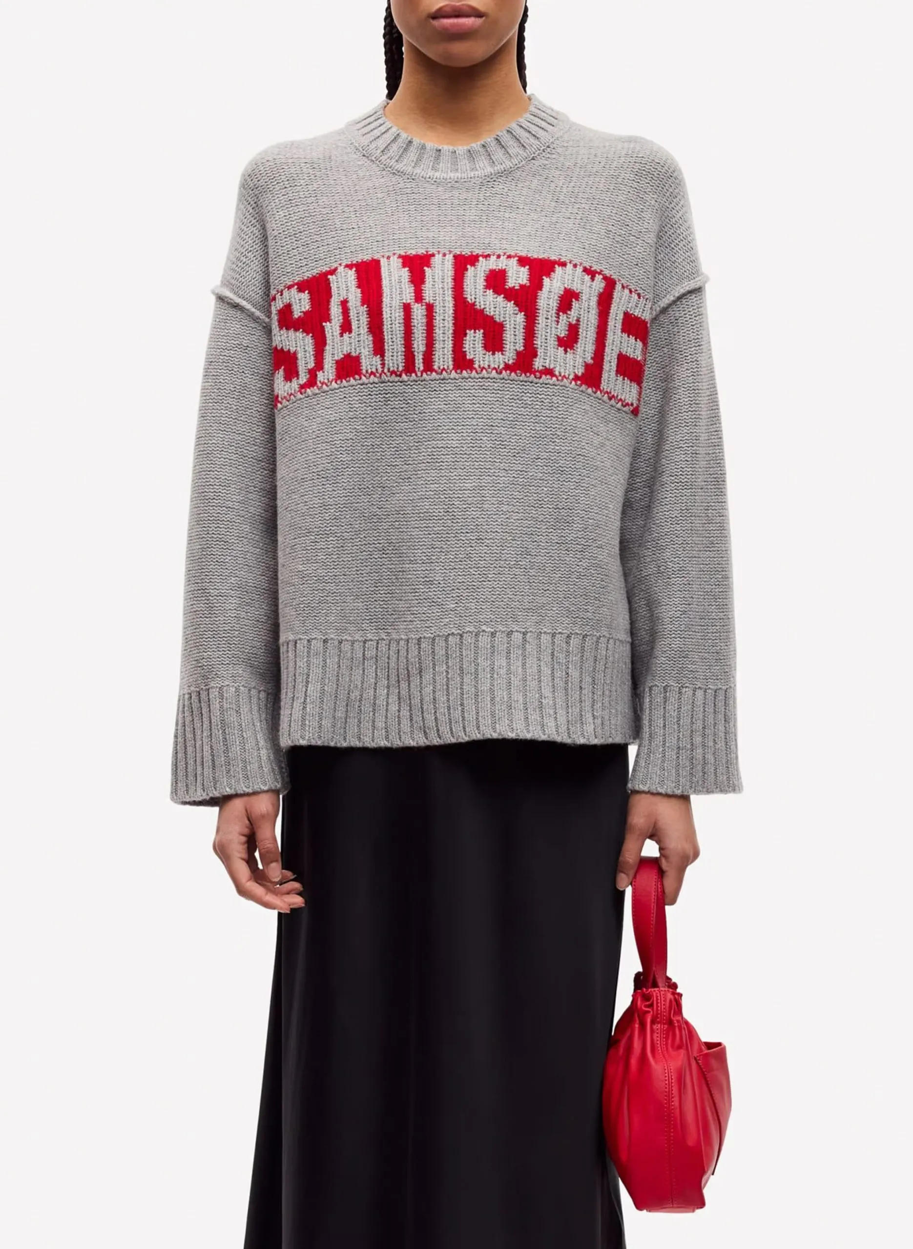 Pull droit en laine mélangée Argent SAKEIKU