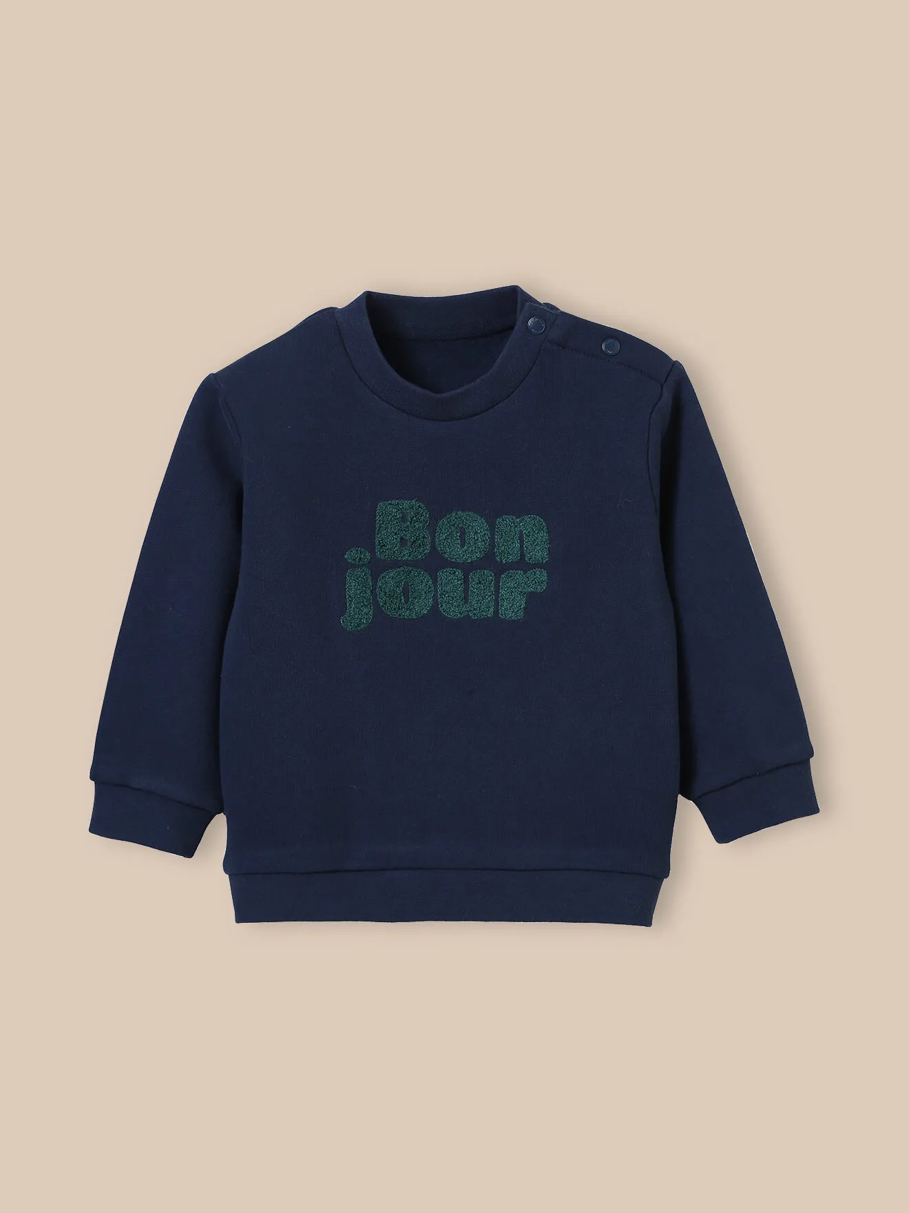 Sweat "bonjour" en coton biologique Bleu