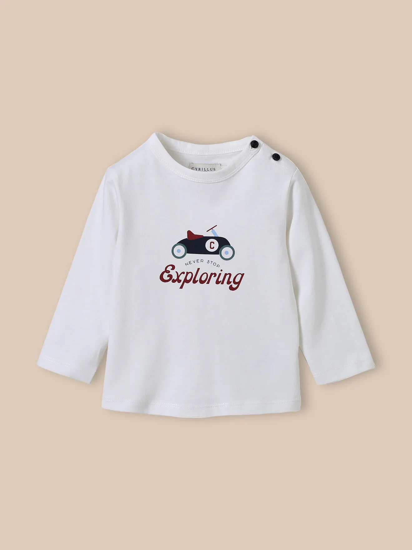 T-shirt imprimé en coton biologique Beige