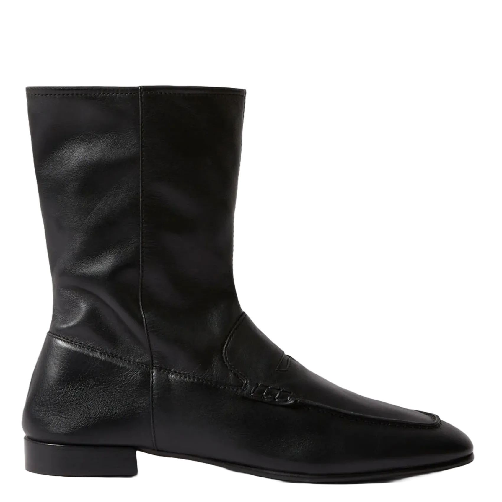 Bottines zippées en cuir Noir