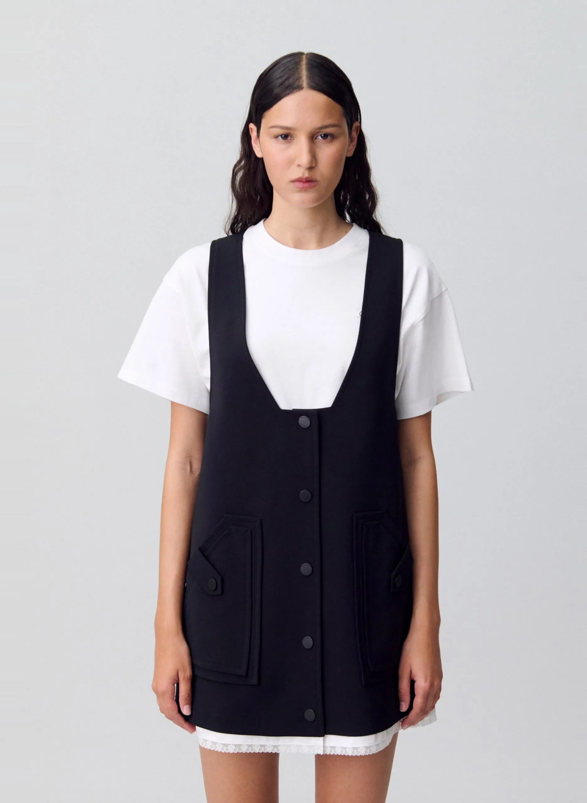 Robe courte boutonnée Noir ROSA