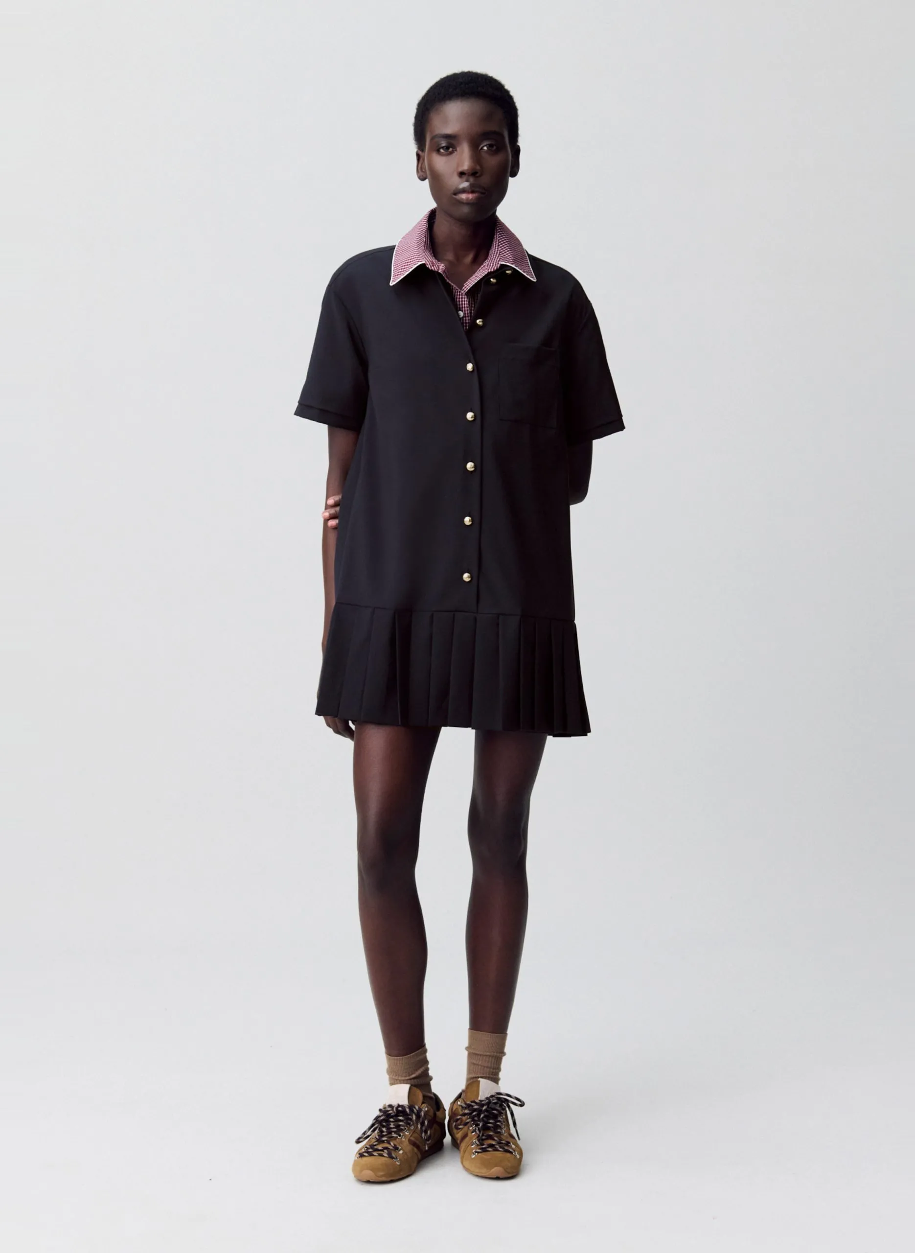 Robe courte col classique en laine mélangée Bleu ROSALIABIS