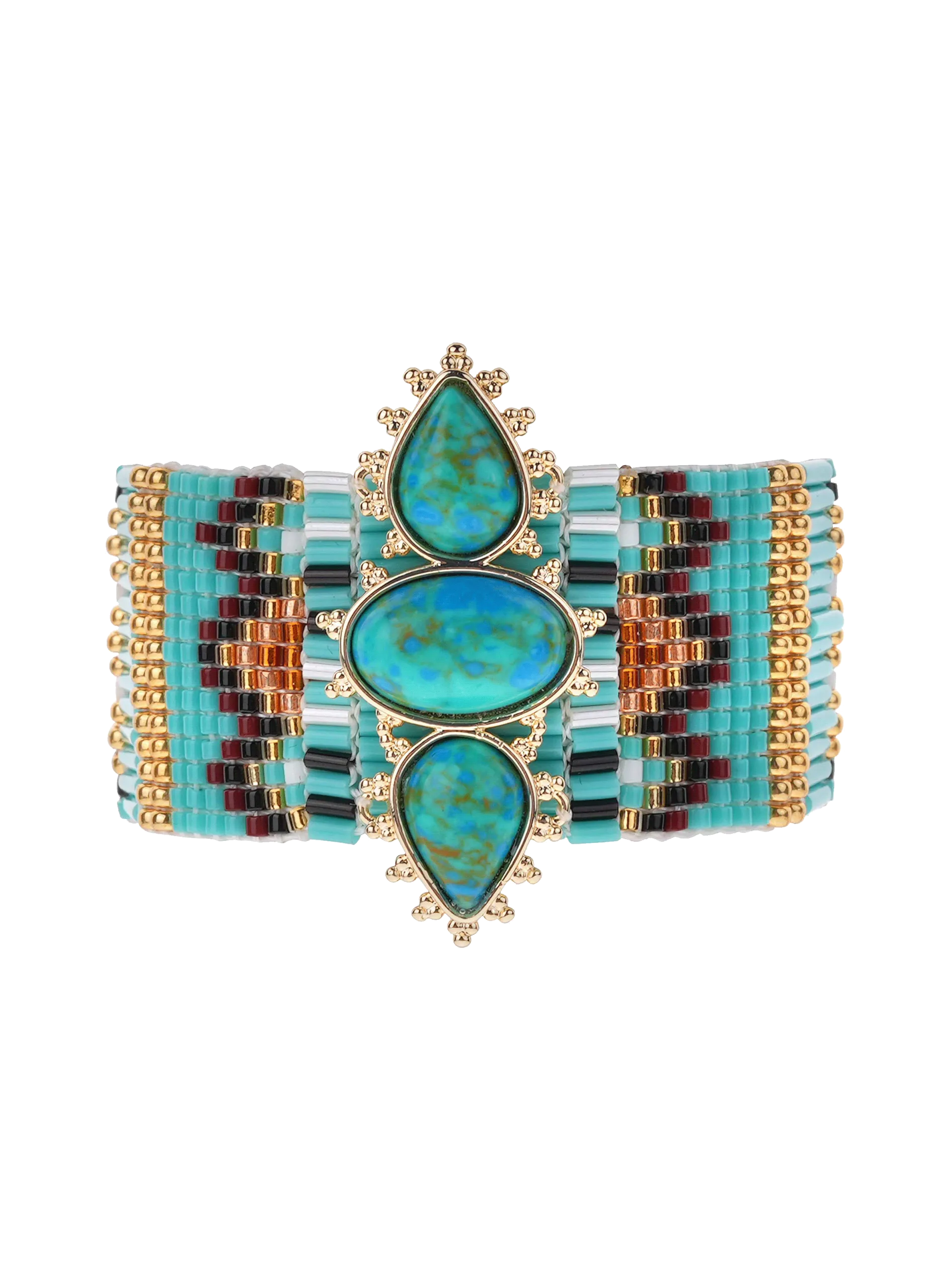 Bracelet manchette perles tissées Bleu NOLITI