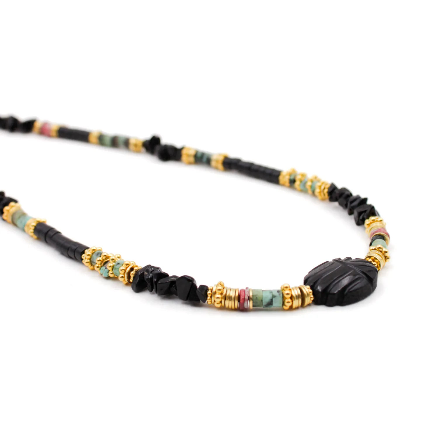 Collier heishi scarabée - elsa Doré COLLIER HEISHI SCARABÉE - ELSA