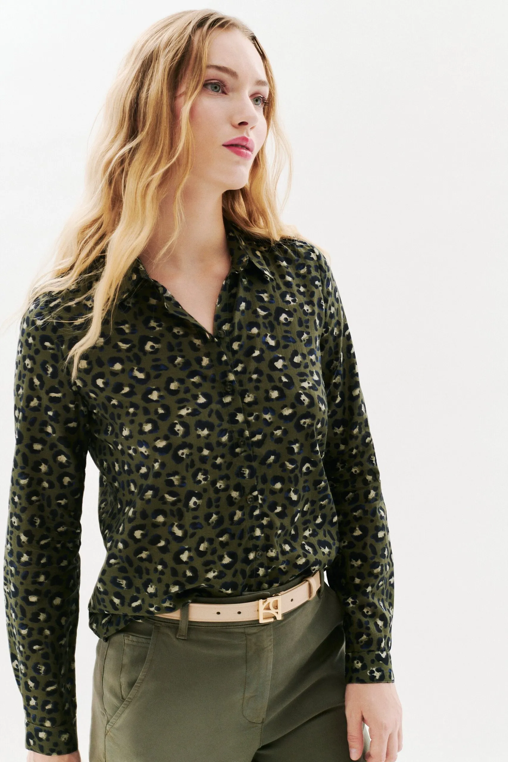 Chemise col classique imprimée Vert 252C-JESSICA6