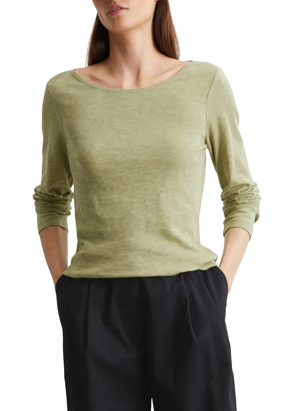 Tee-shirt col bateau en coton Vert