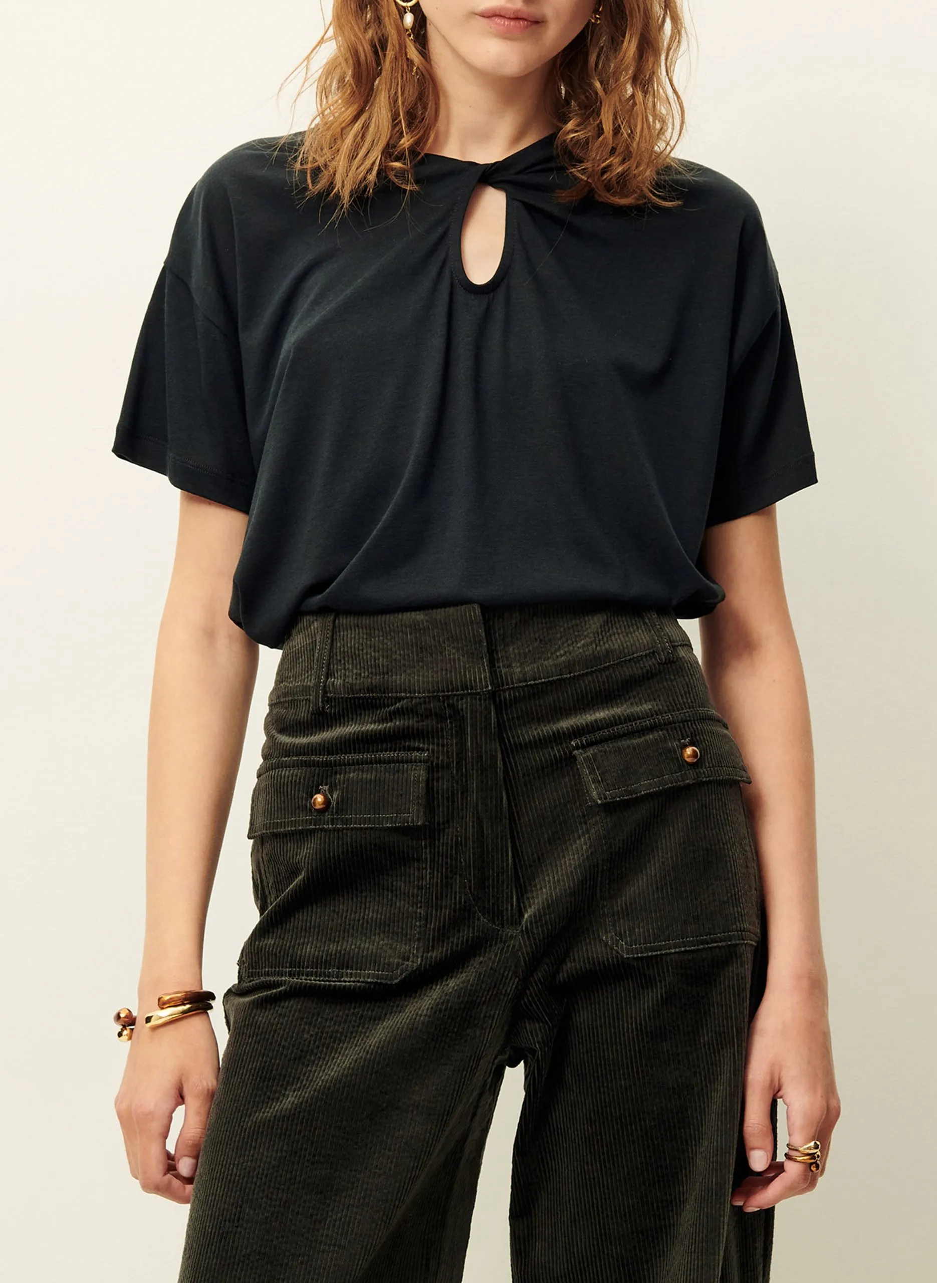 Tee-shirt manches courtes twisté Noir TOOTWIST