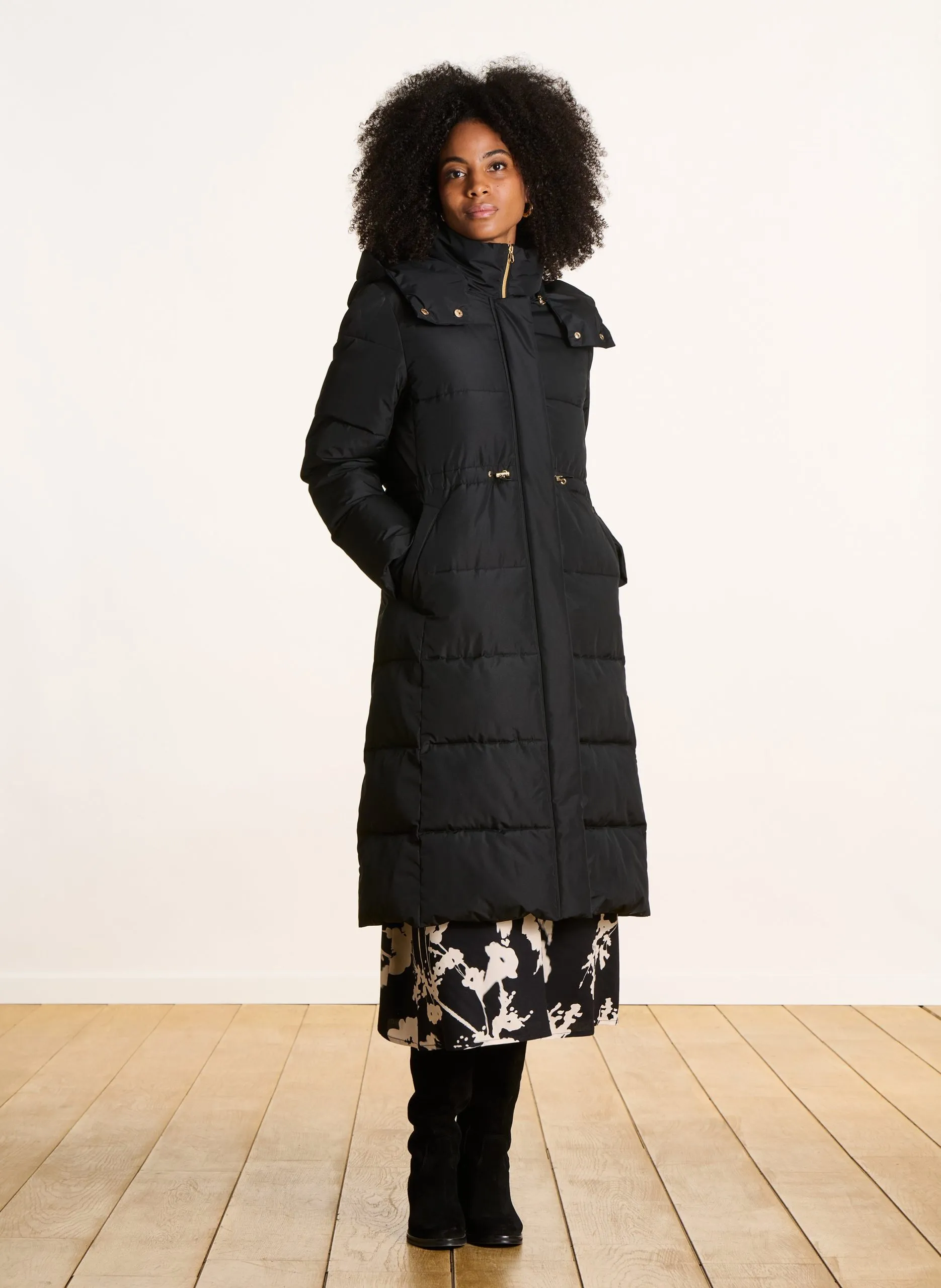 Doudoune longue matelassée Noir