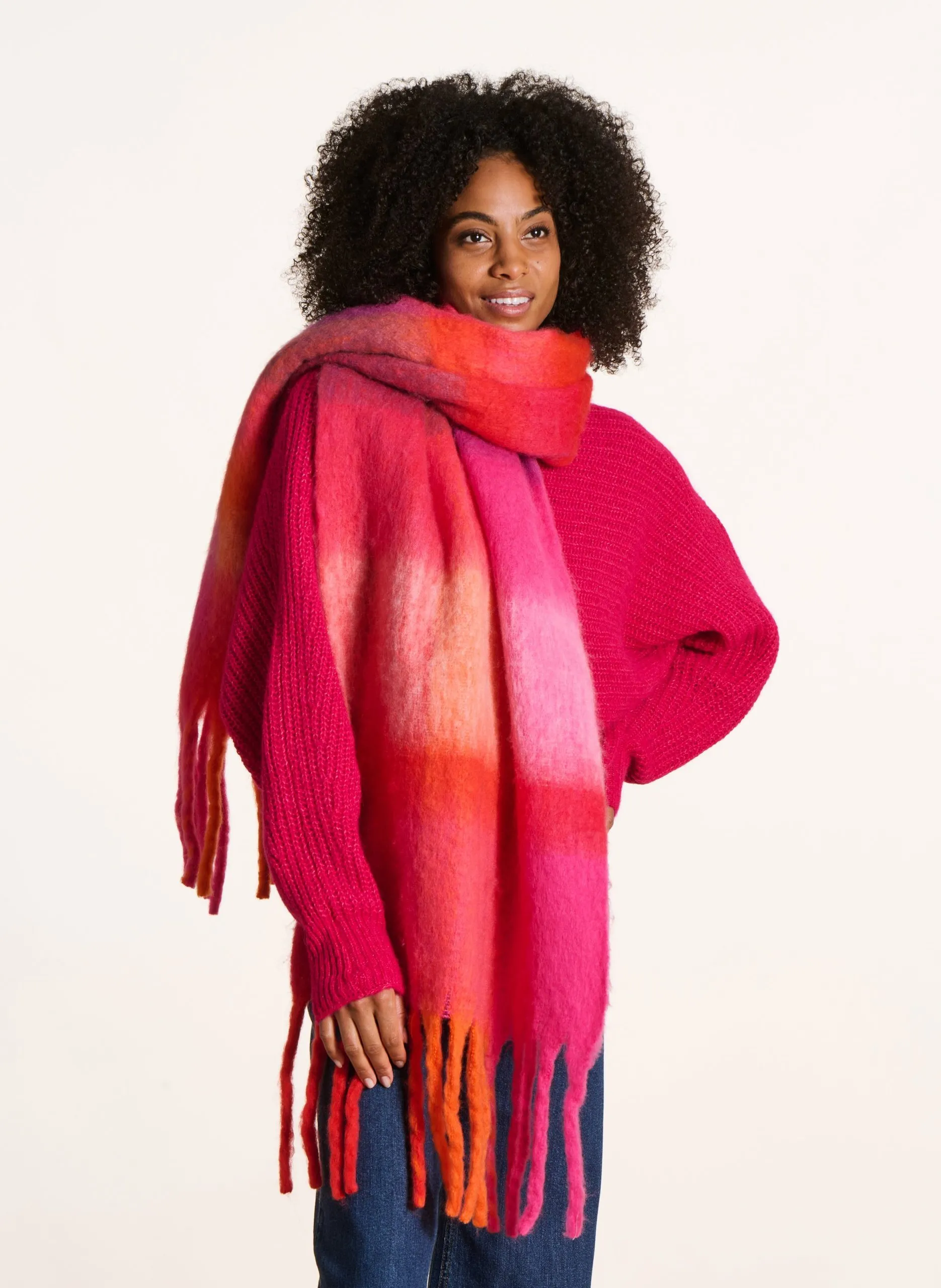 Echarpe à carreaux Rose