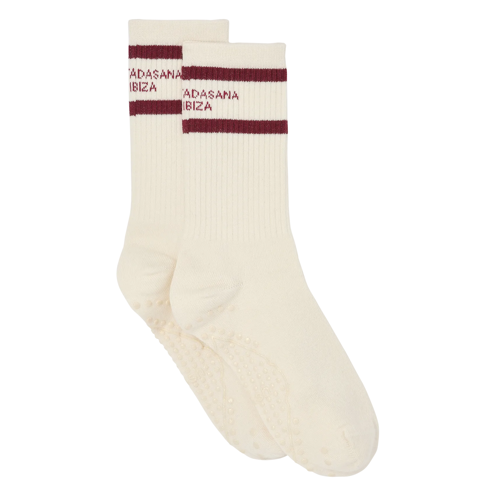 Chaussettes montante antidérapantes à rayures Beige SHANTI